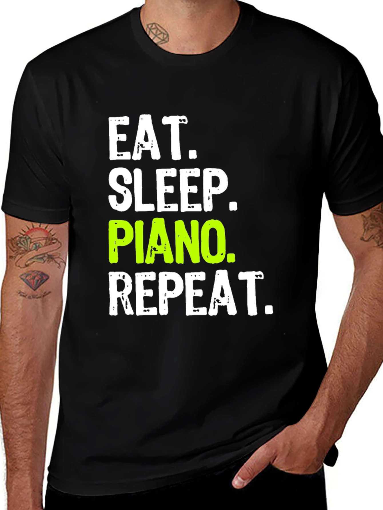 Variant 21 of Eat Sleep Piano Repeat Black T-Shirt