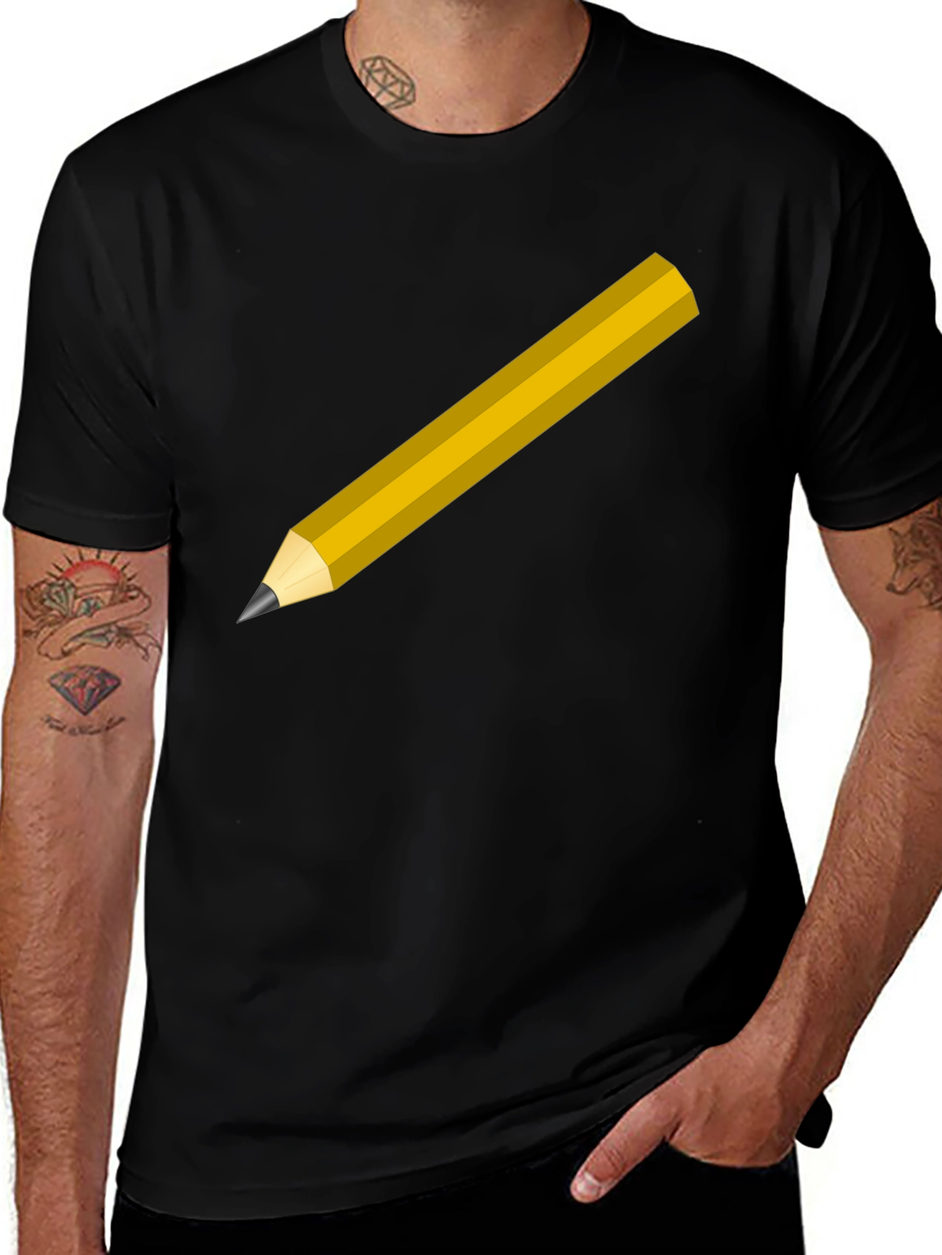 Variant 3 of Pencil Graphic Black T-Shirt - Creative Casual Wear