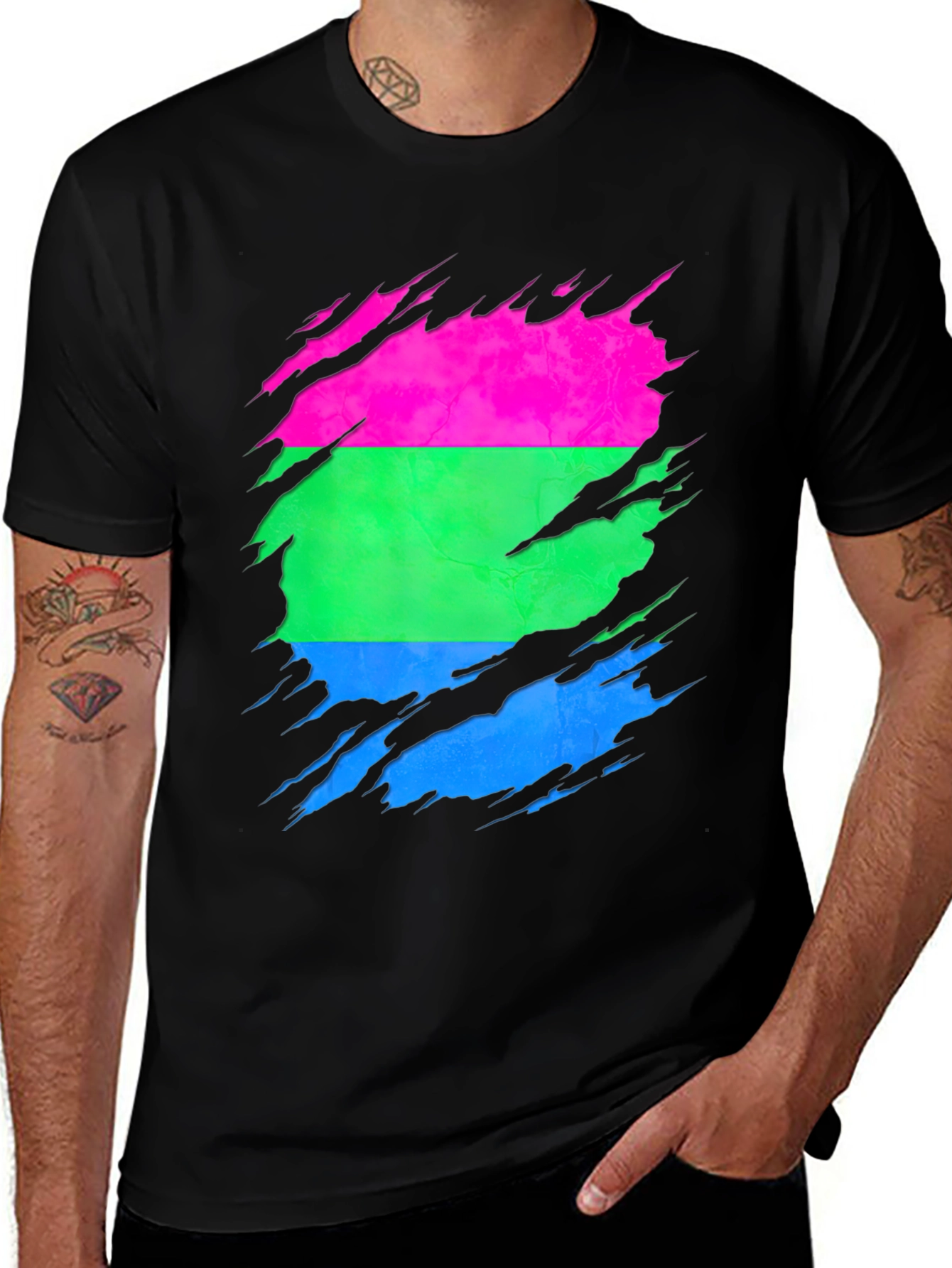 Variant 30 of Pansexual Pride T-Shirt: Ripped Reveal Design