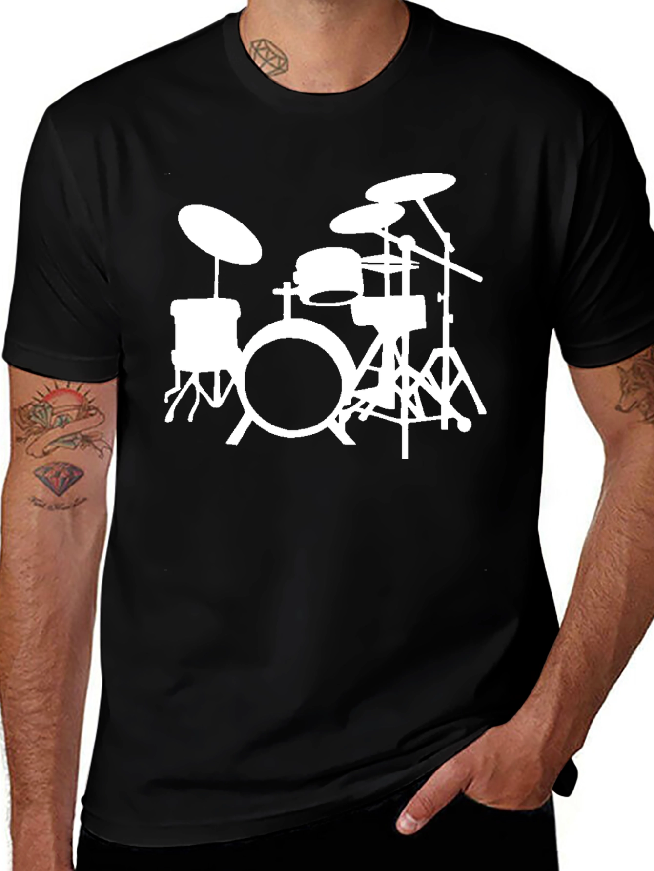 Variant 16 of Drum Set Graphic Tee - Black