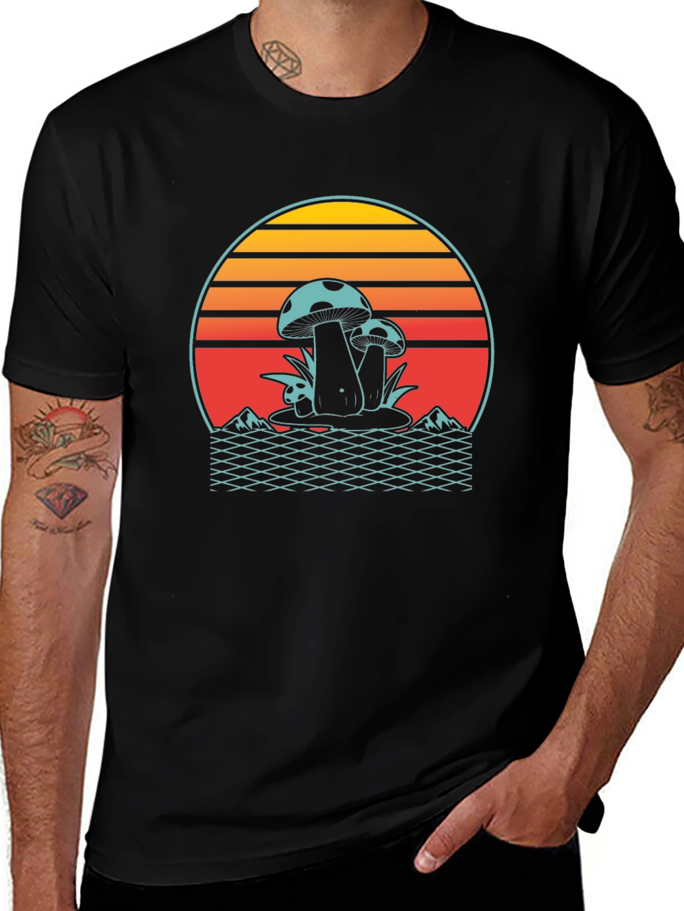 Variant 22 of Retro Mushroom Sunset Graphic T-Shirt