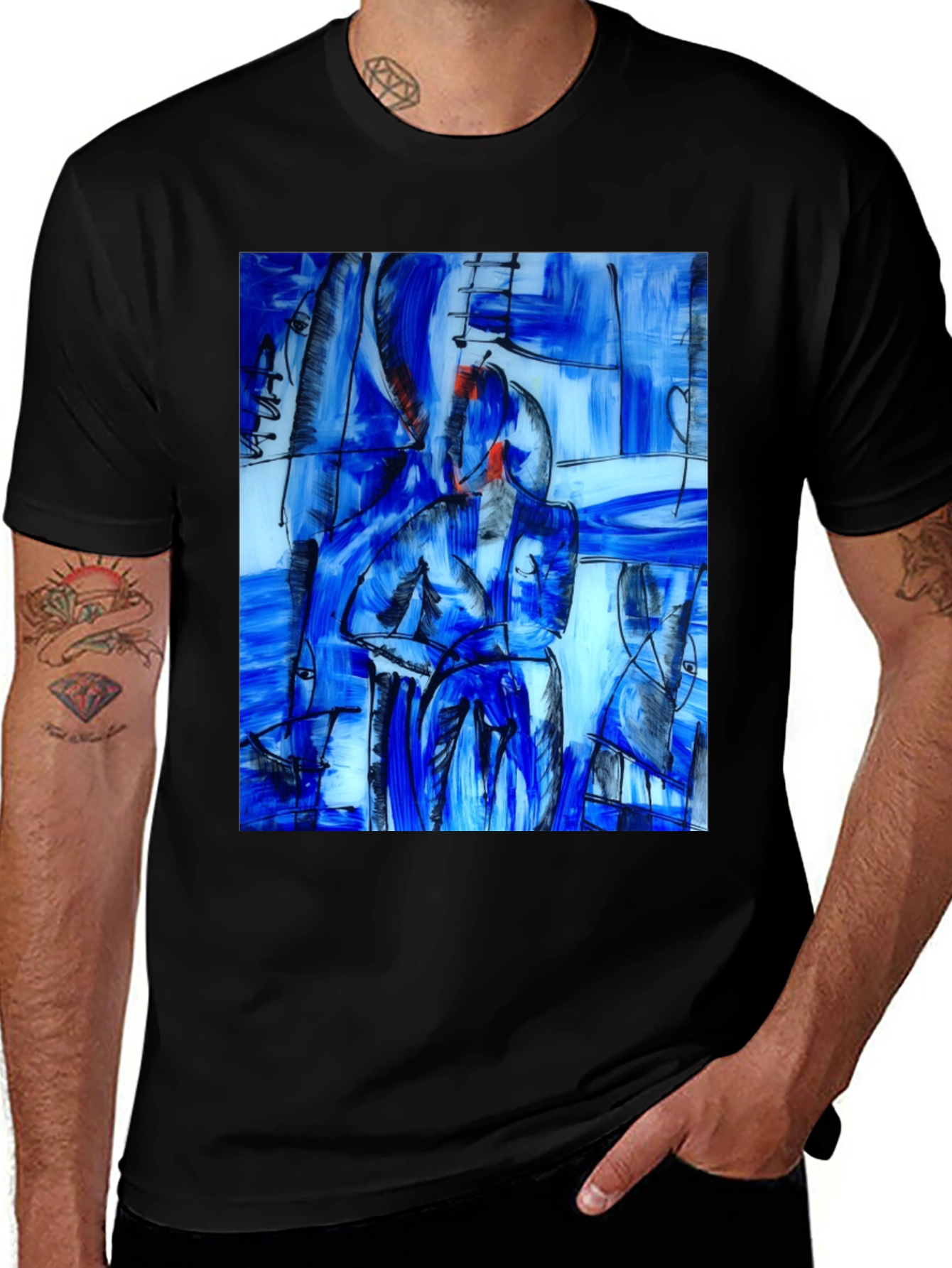 Variant 11 of Abstract Art Print Black T-Shirt