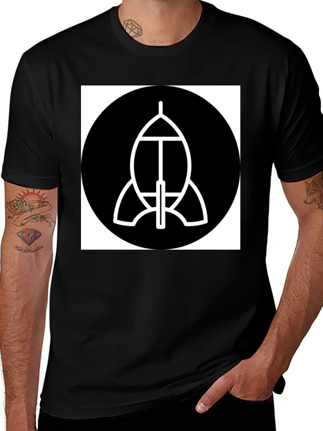 Variant 11 of Abstract Spacecraft Graphic Black T-Shirt