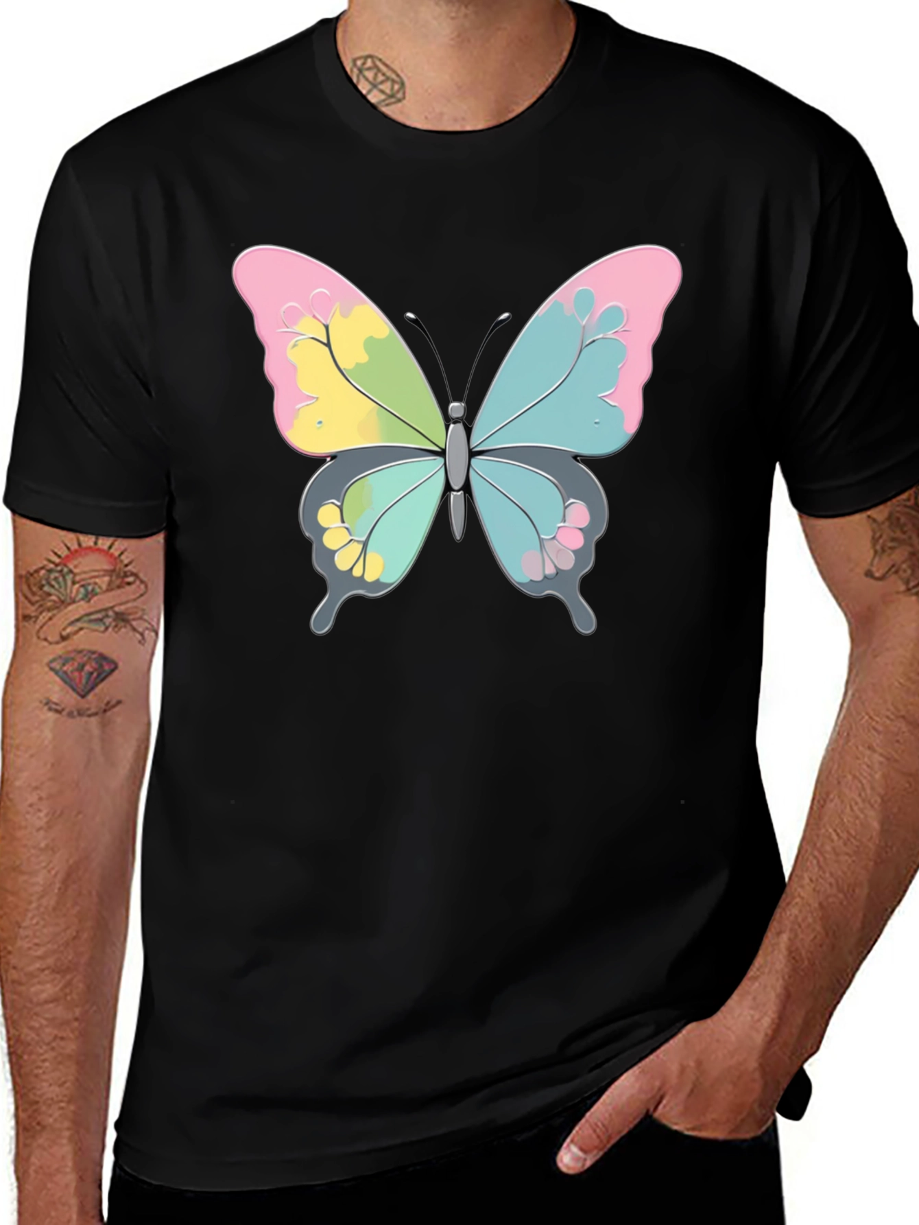 Variant 13 of Butterfly Graphic Tee - Unique Pastel Design