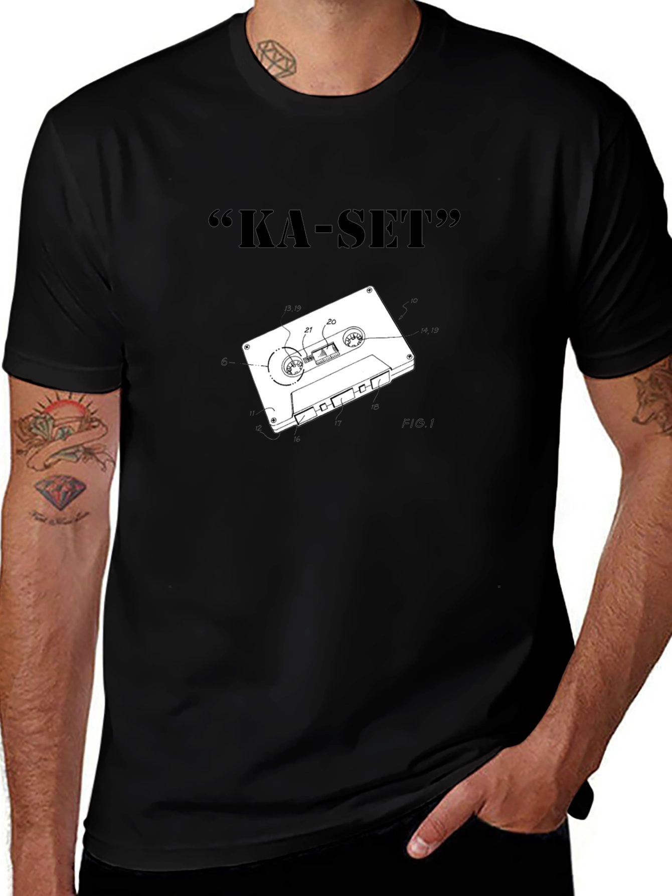 Variant 30 of Ka-Set Black T-Shirt - Retro Cassette Design