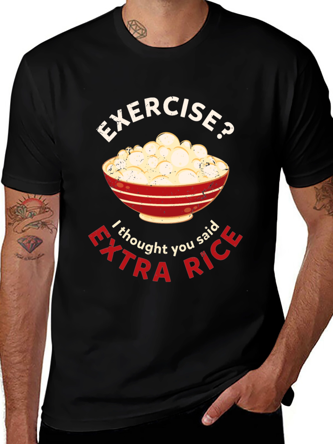 Variant 8 of Extra Rice T-Shirt: Funny Foodie Graphic Tee