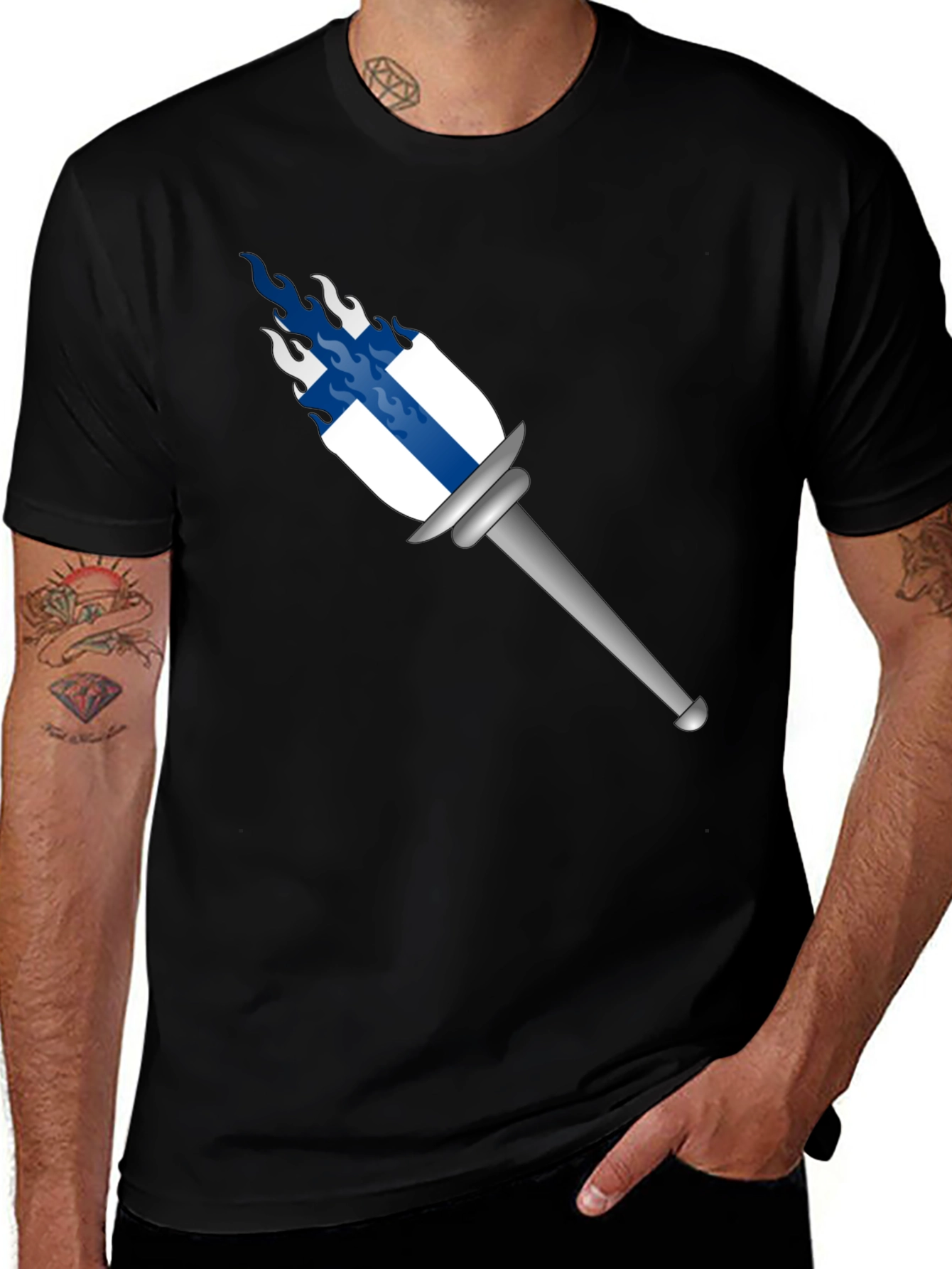 Finland Flag Torch T-Shirt