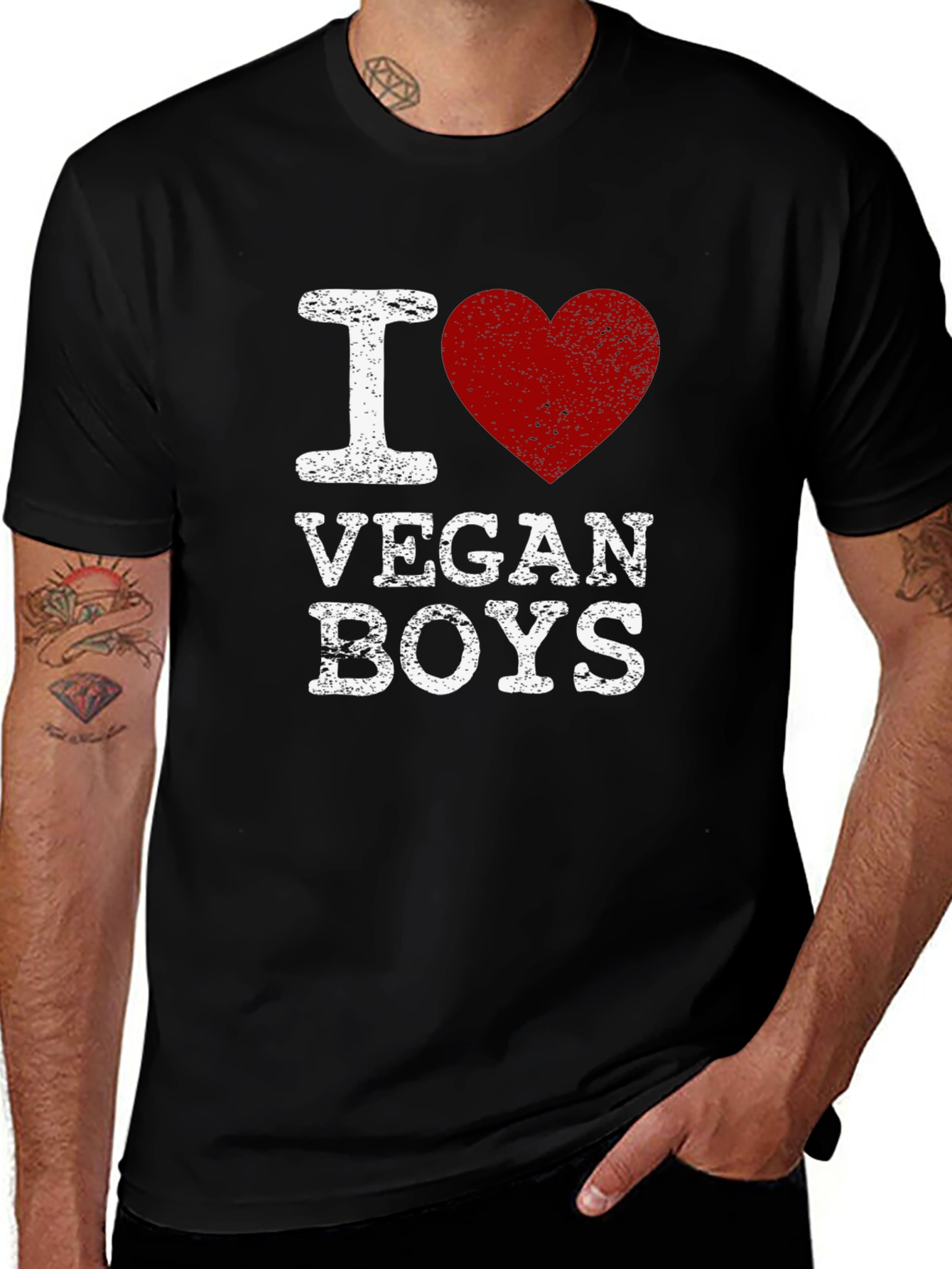 Variant 14 of I Heart Vegan Boys Graphic Tee - Black T-Shirt