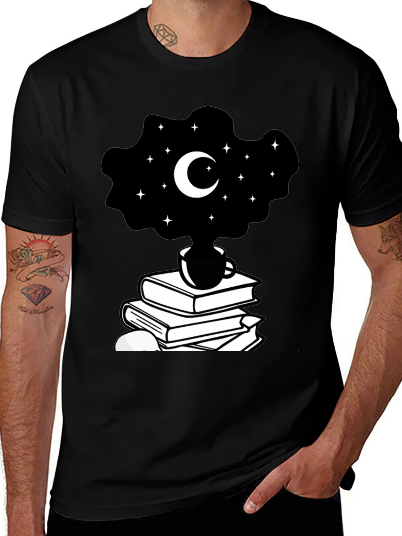 Variant 26 of Cosmic Reads Tee - Moon, Stars, and Books T-Shirt