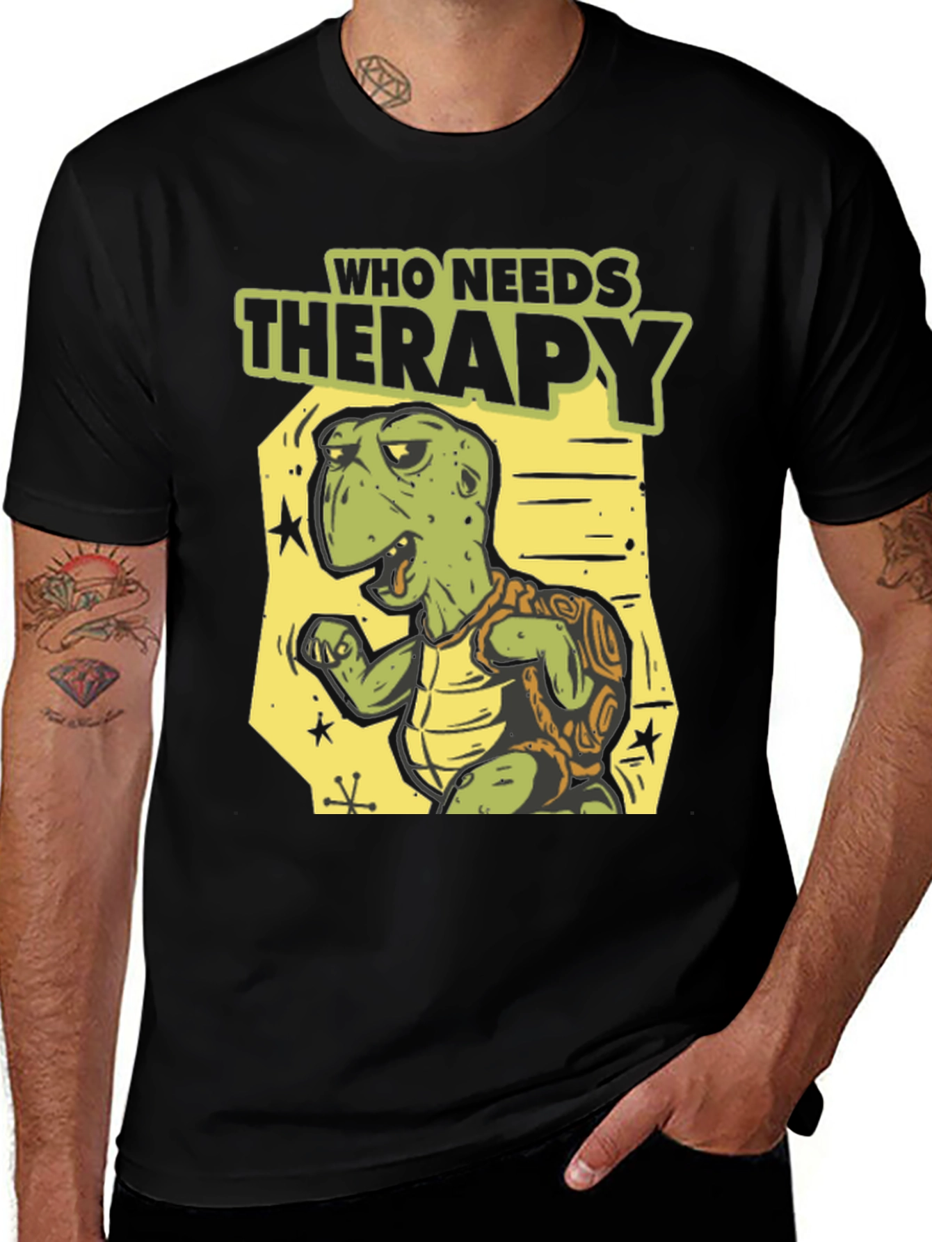 Variant 17 of Who Needs Therapy Turtle T-Shirt - Funny Cartoon