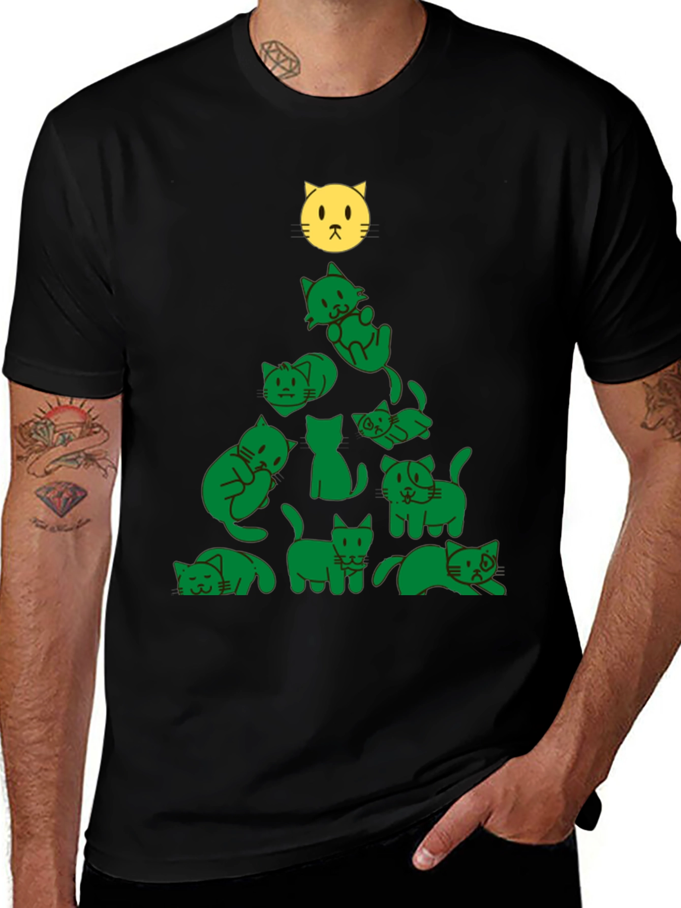 Variant 12 of Festive Cat Christmas Tree T-Shirt