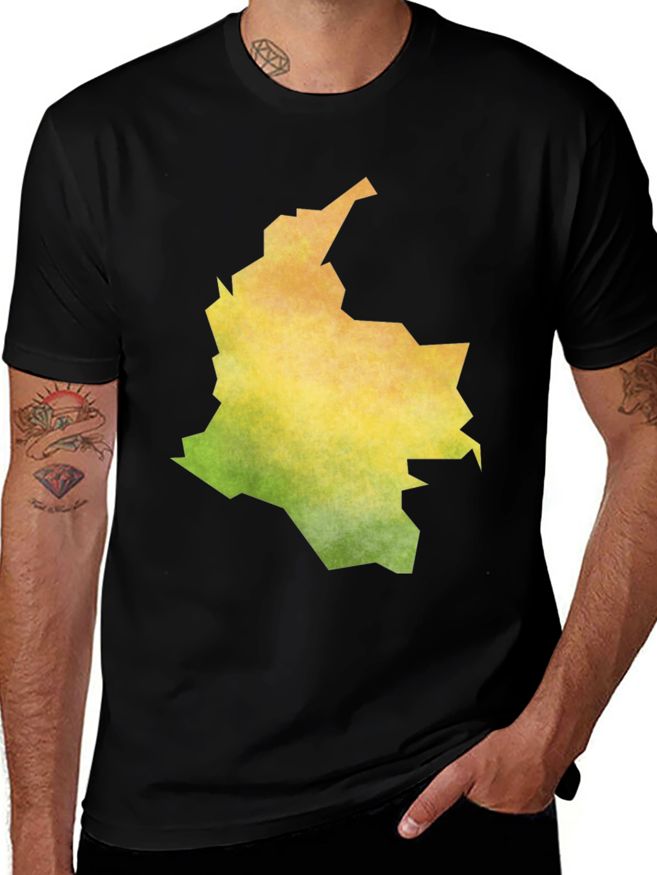 Colombia Map Graphic Black T-Shirt