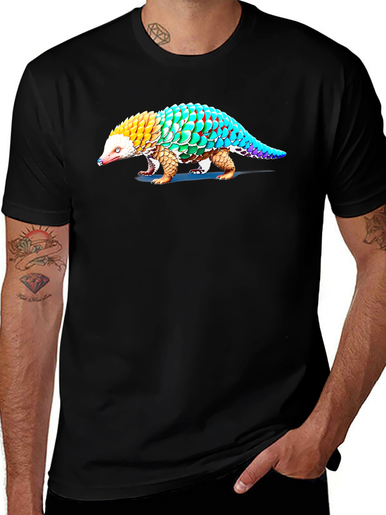Variant 21 of Colorful Pangolin Graphic Tee - Unique Animal Shirt