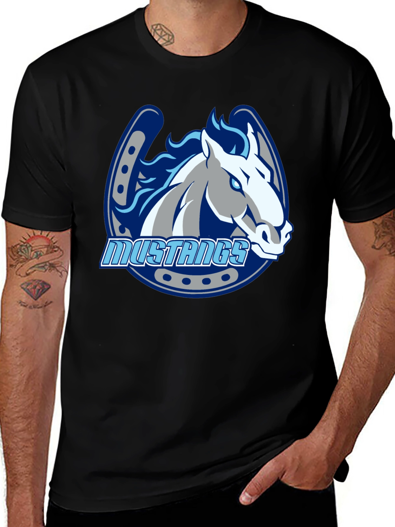 Mustangs Horse Graphic Black T-Shirt