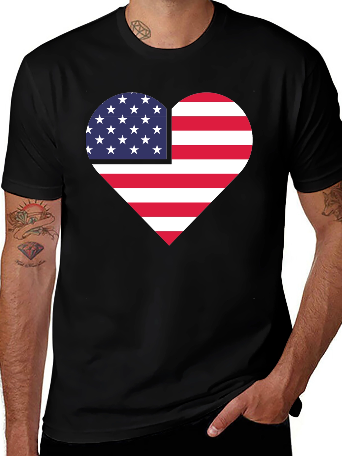 Variant 3 of American Flag Heart Graphic T-Shirt