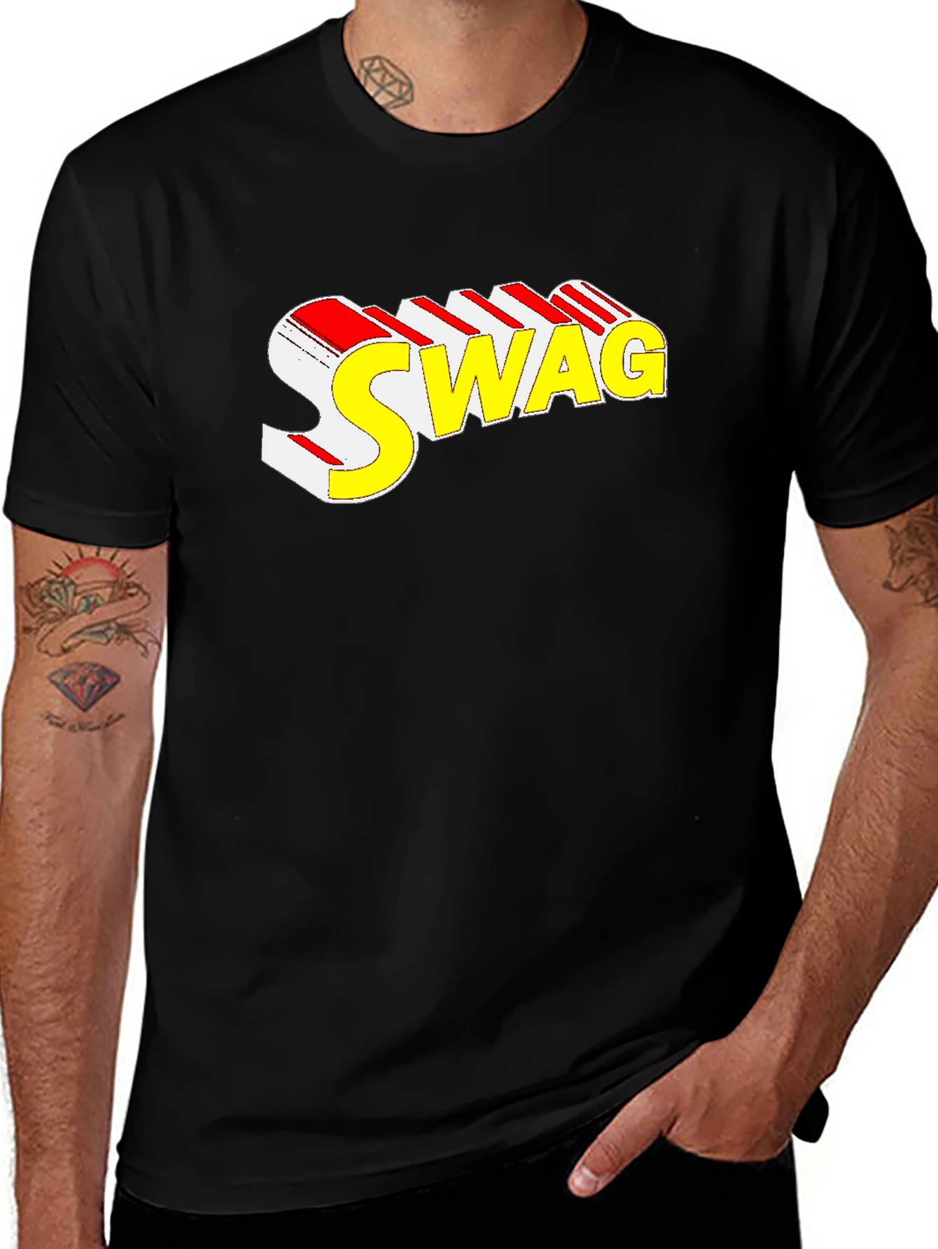 Variant 21 of Trendy Black T-Shirt with "SWAG" Graphic