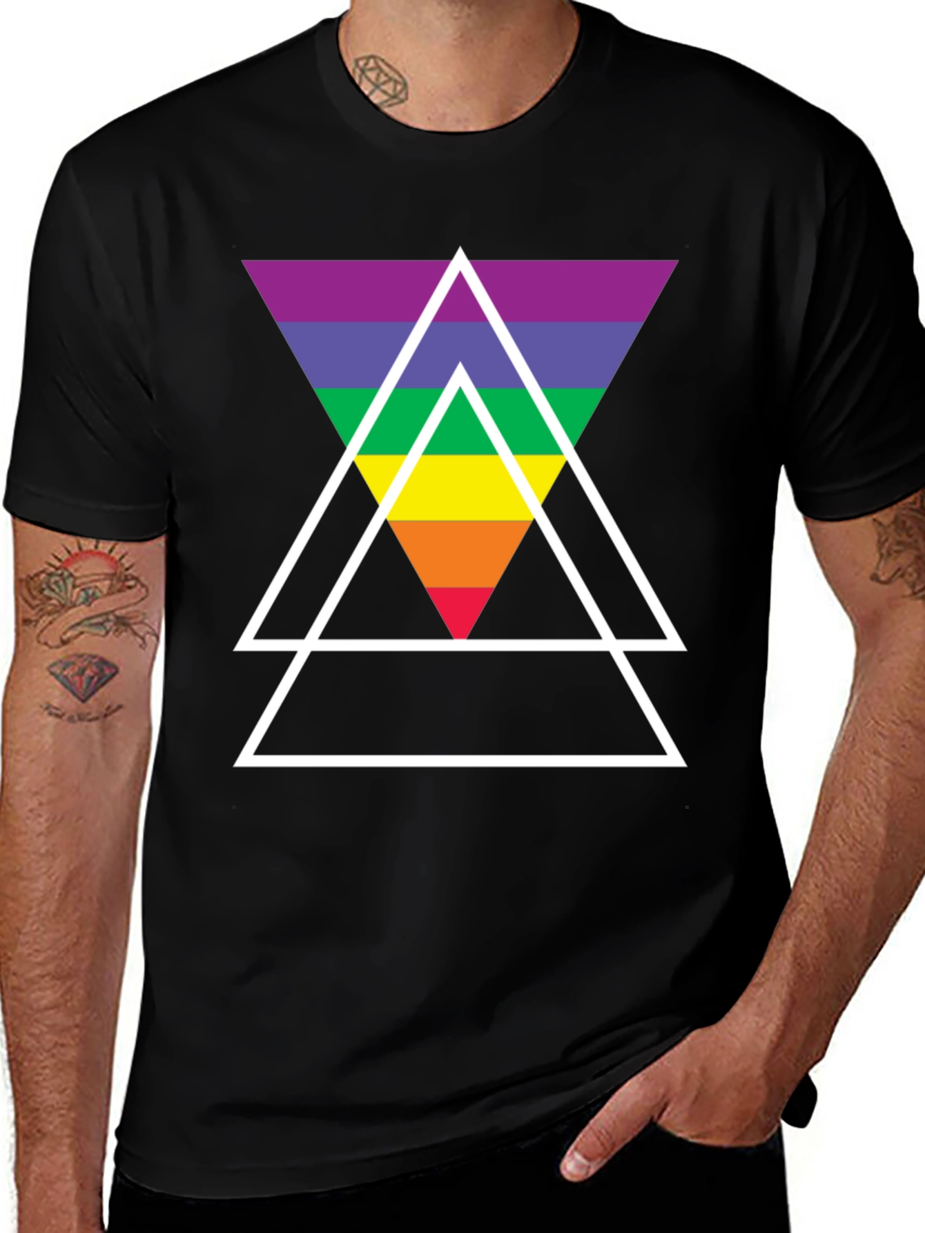 Rainbow Triangle Graphic Tee - Stylish Casual Wear