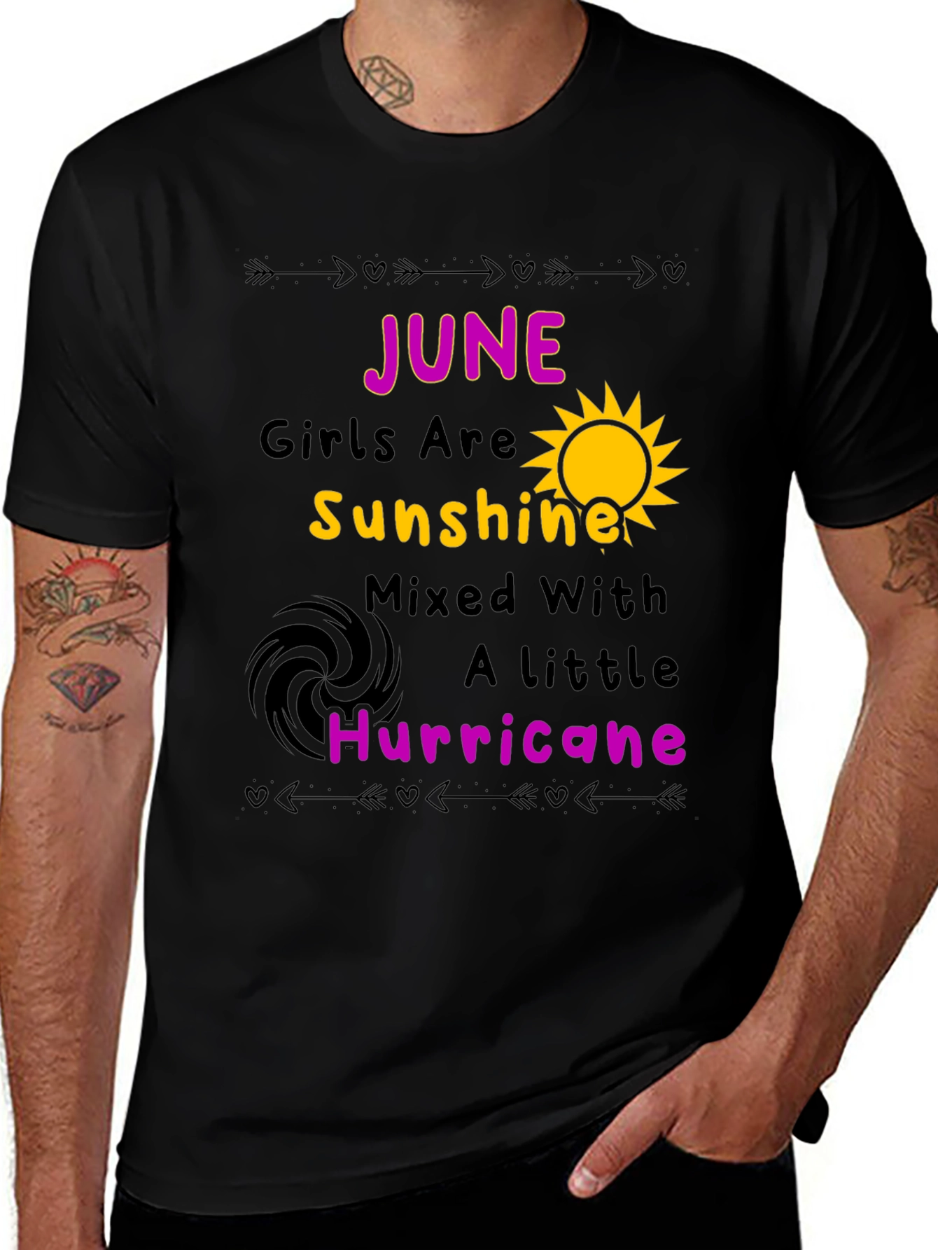 Variant 3 of June Girl Sunshine Hurricane Black T-Shirt