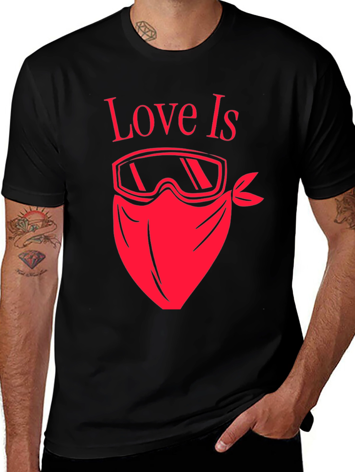 Variant 29 of Love Is Ski Mask T-Shirt - Black