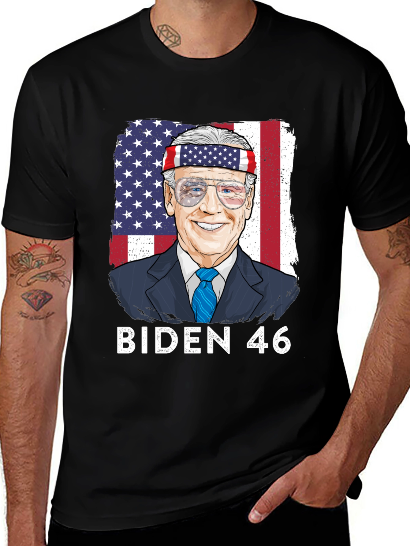 Biden 46 T-Shirt - Patriotic American Flag Design
