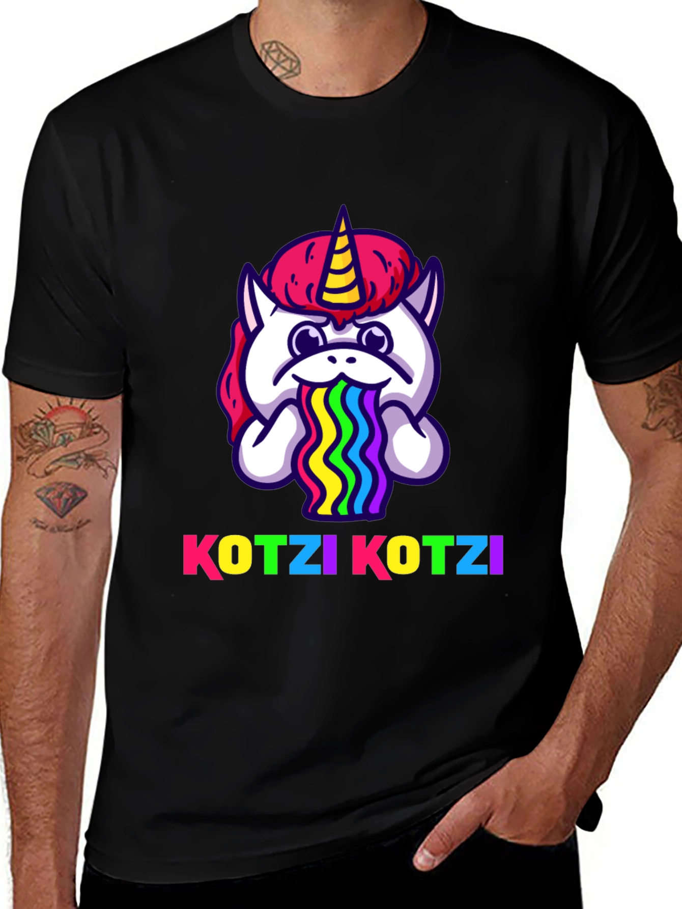 Variant 17 of Kotzi Kotzi Unicorn Rainbow Puke Graphic Tee