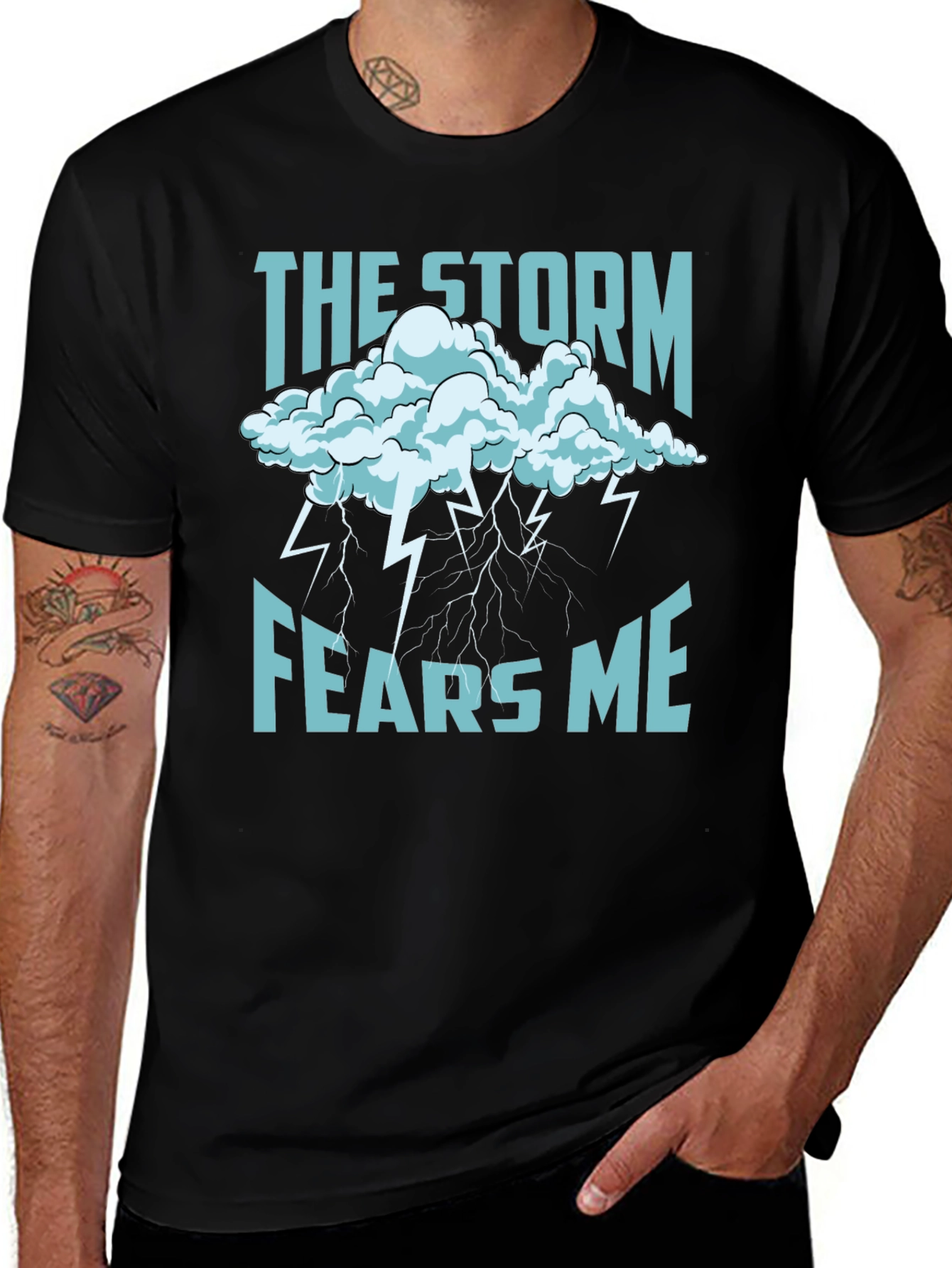 Variant 5 of Storm Fears Me Graphic T-Shirt - Black