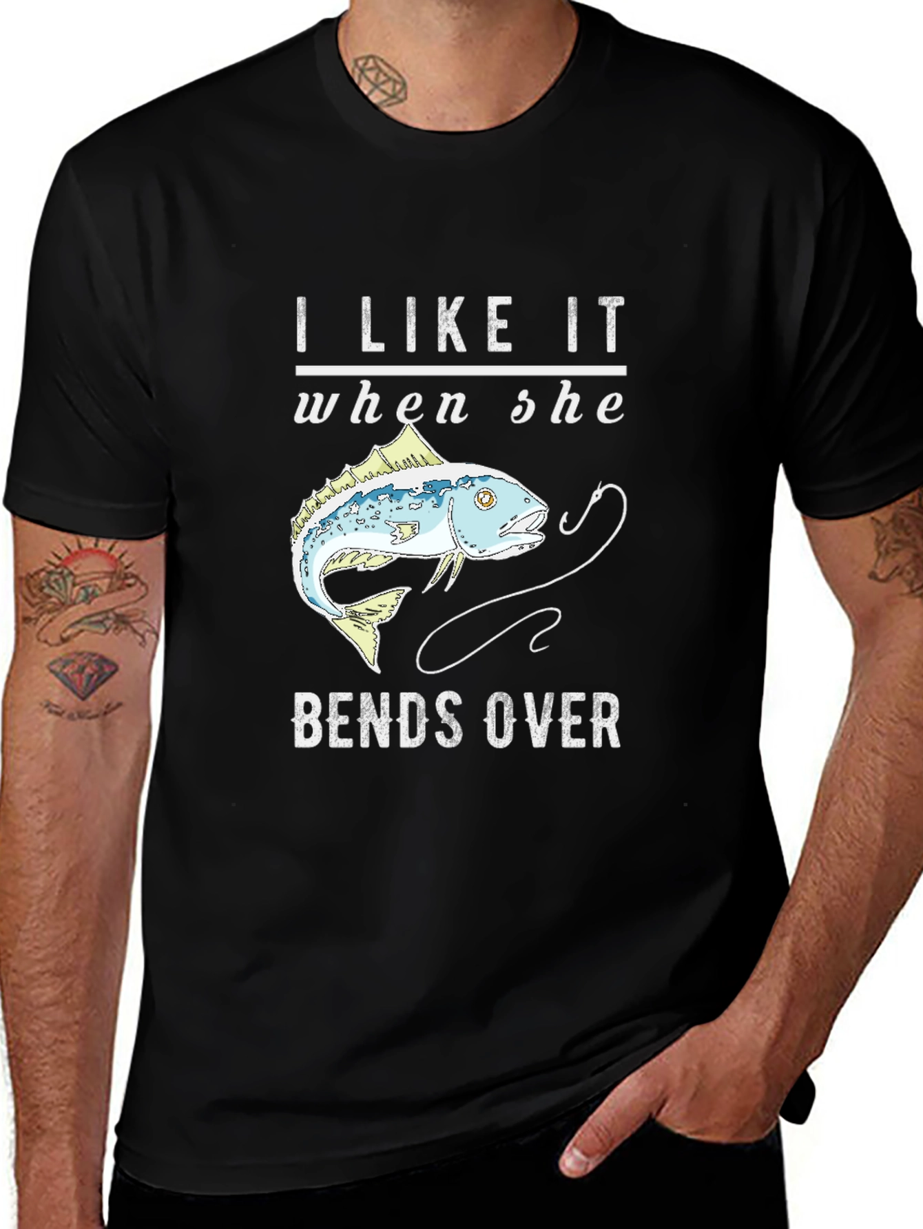 Variant 6 of Fishing Humor T-Shirt - I Like It When She Bends Over
