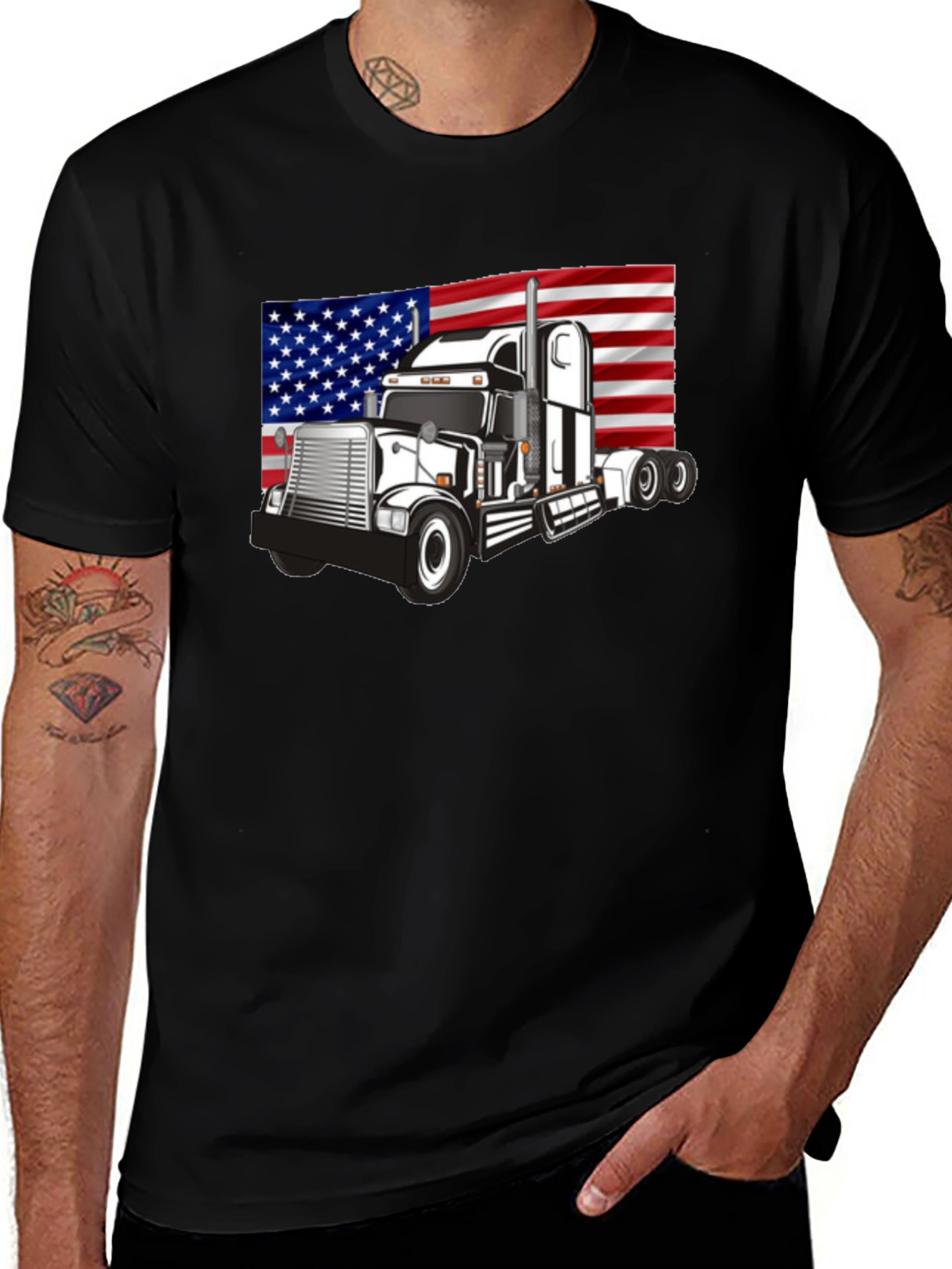 Variant 14 of Trucker USA Flag Graphic T-Shirt