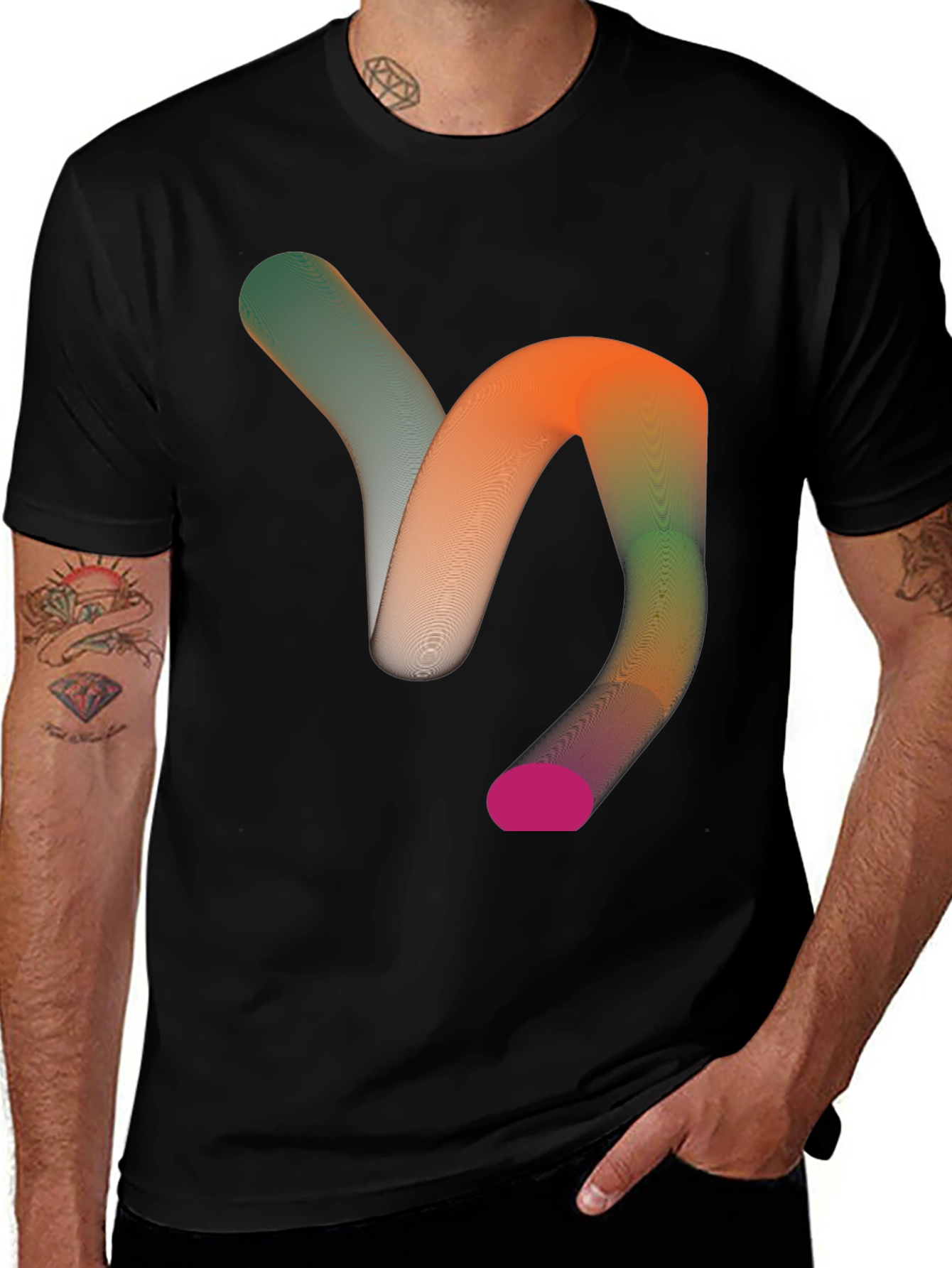 Abstract Gradient Tube Graphic Tee