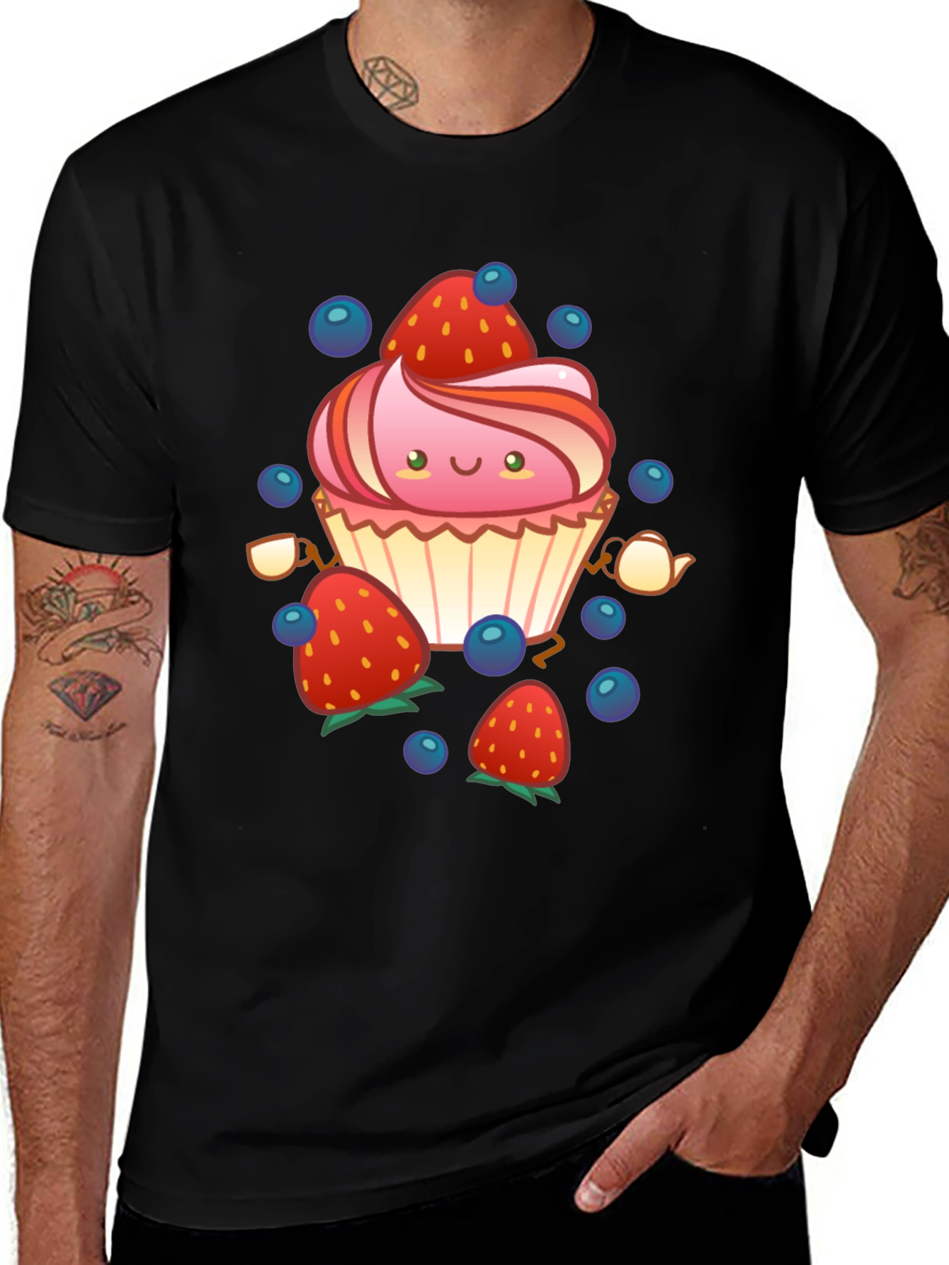 Variant 19 of Kawaii Cupcake T-Shirt - Cute Cartoon Design
