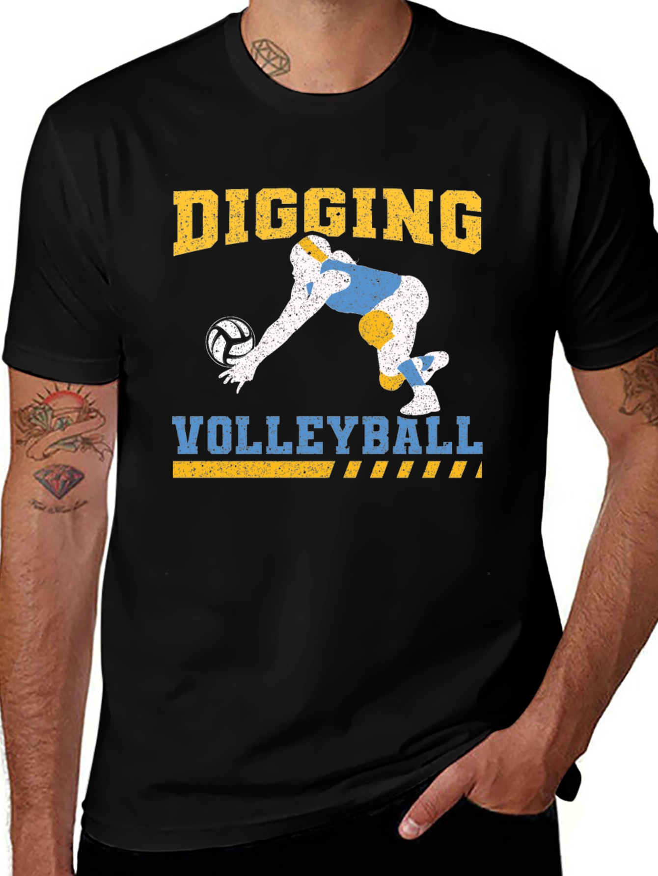 Black Digging Volleyball Graphic Tee - Black main image