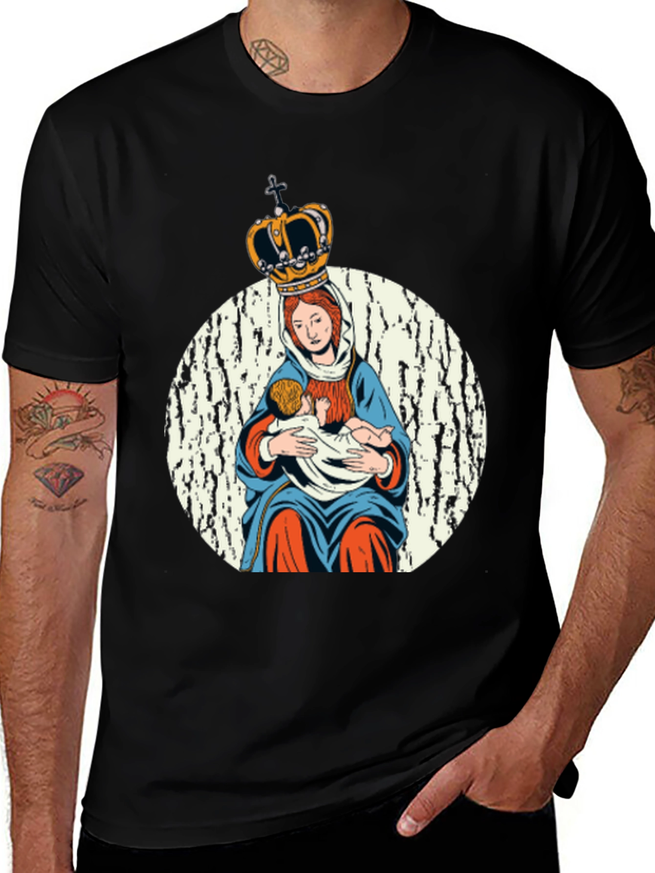 Variant 25 of Virgin Mary Crowned T-Shirt - Religious Graphic Tee