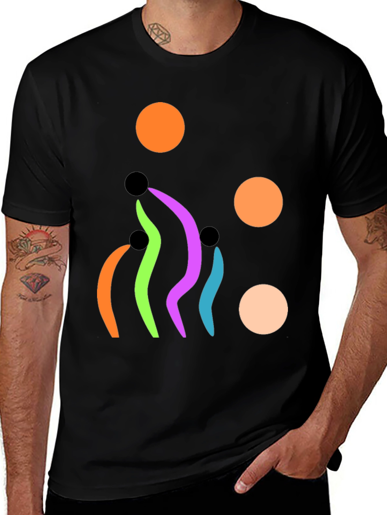 Variant 5 of Abstract Graphic Print Black T-Shirt