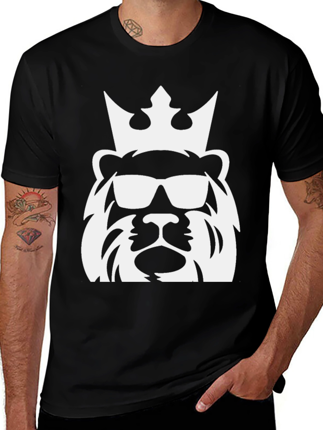 Variant 2 of Cool Lion King Graphic Tee - Black