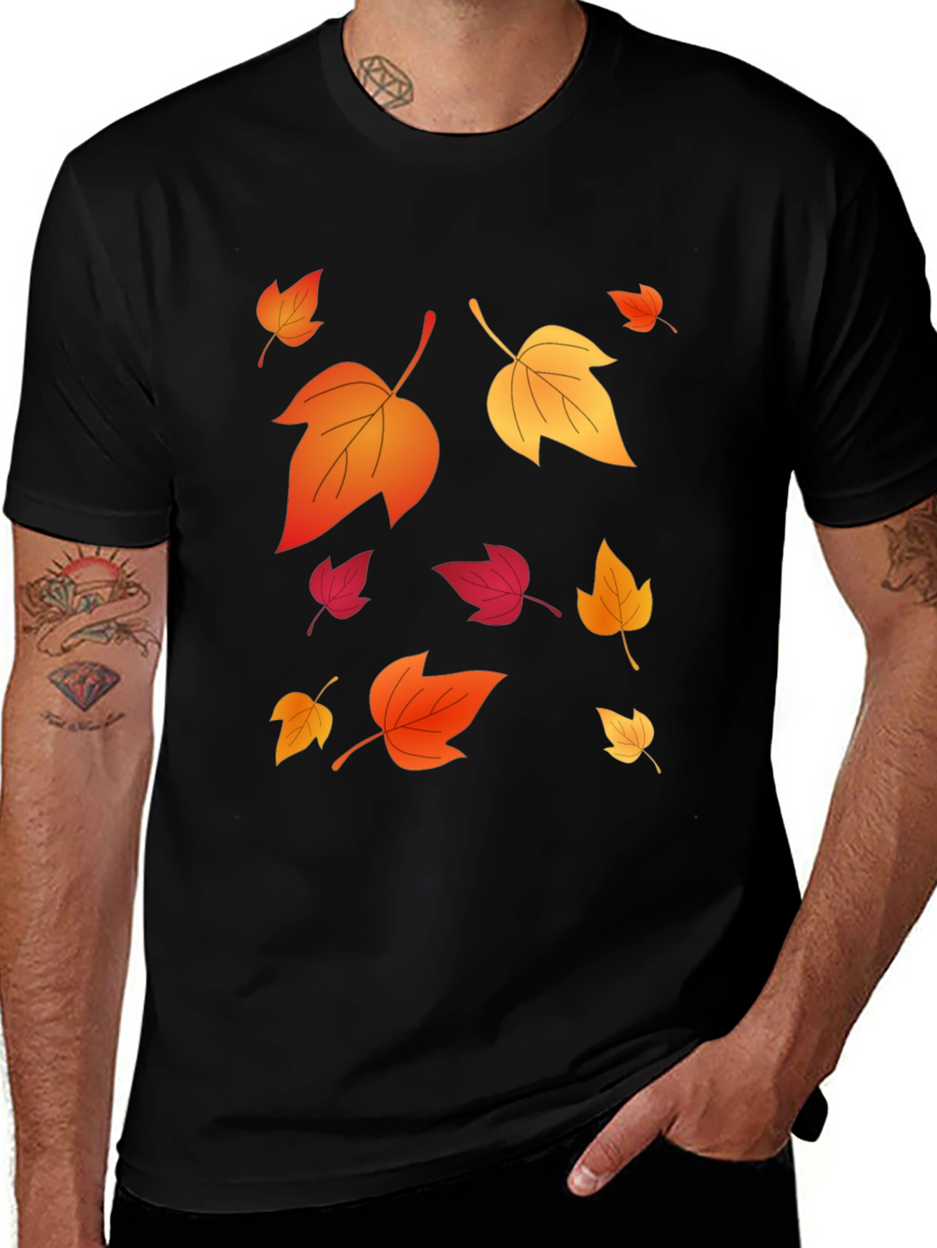 Variant 5 of Autumn Leaves Graphic Black T-Shirt