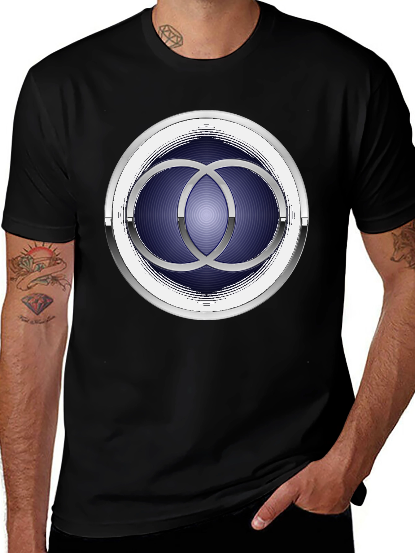 Variant 8 of Abstract Circle Design Black T-Shirt