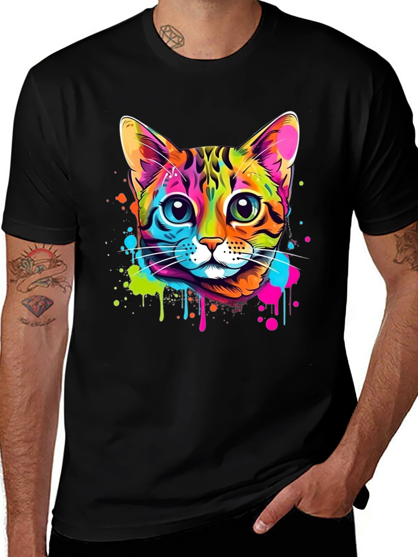 Variant 18 of Colorful Cat Head Graphic T-Shirt