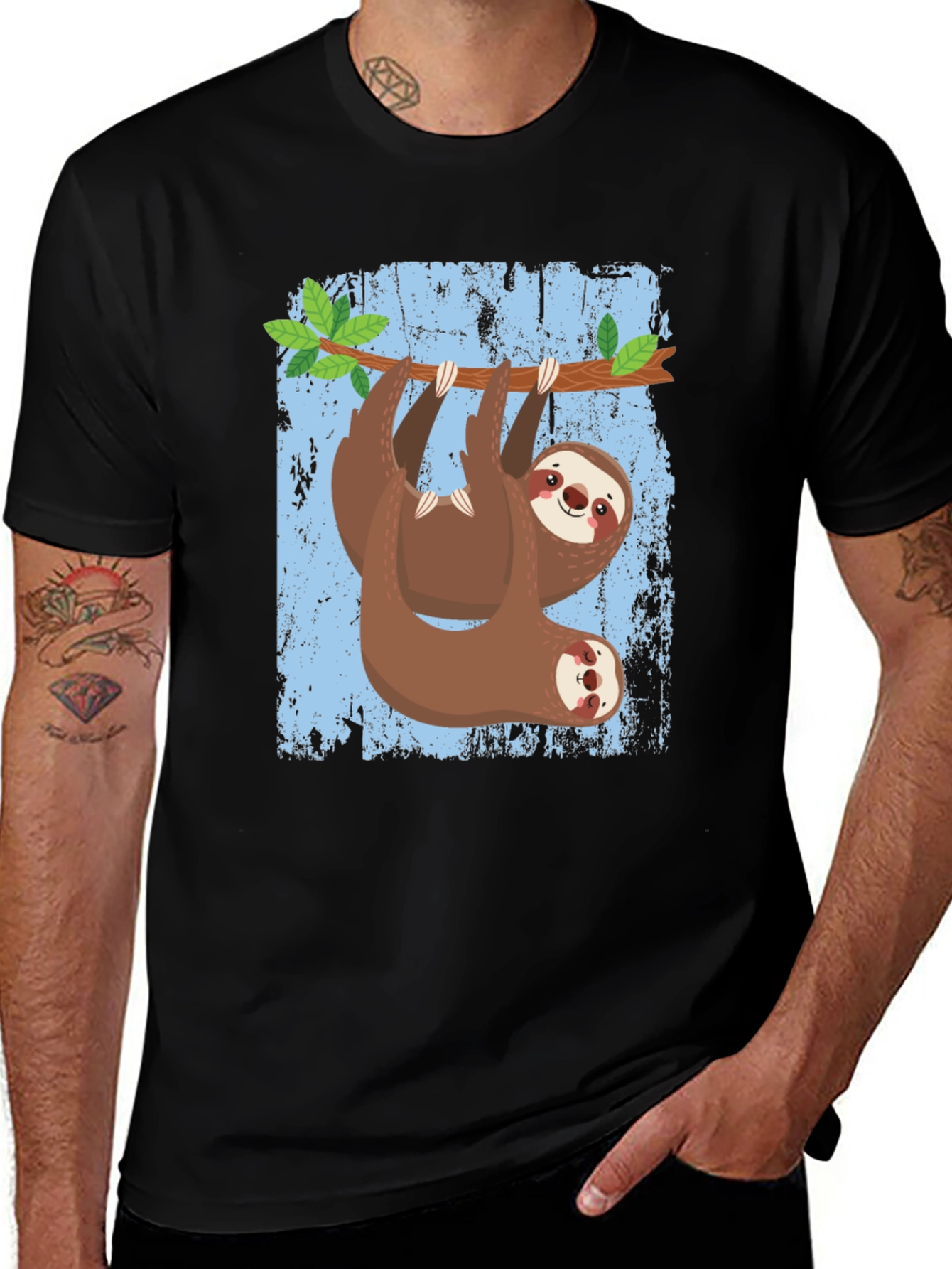 Variant 13 of Sloth Hang Time T-Shirt - Relaxed Style!