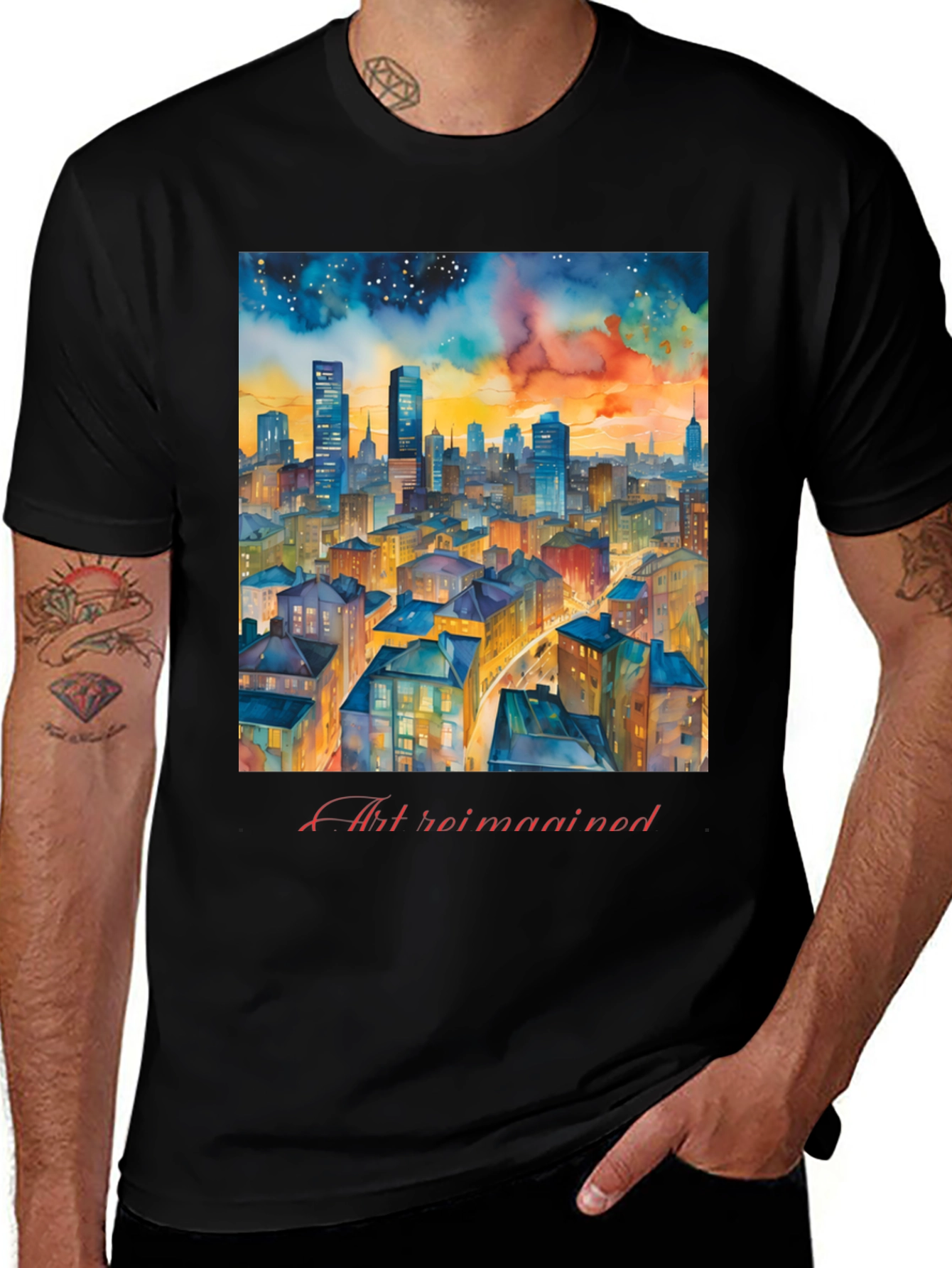 Variant 20 of Watercolor Cityscape Tee - "Art Reimagined"