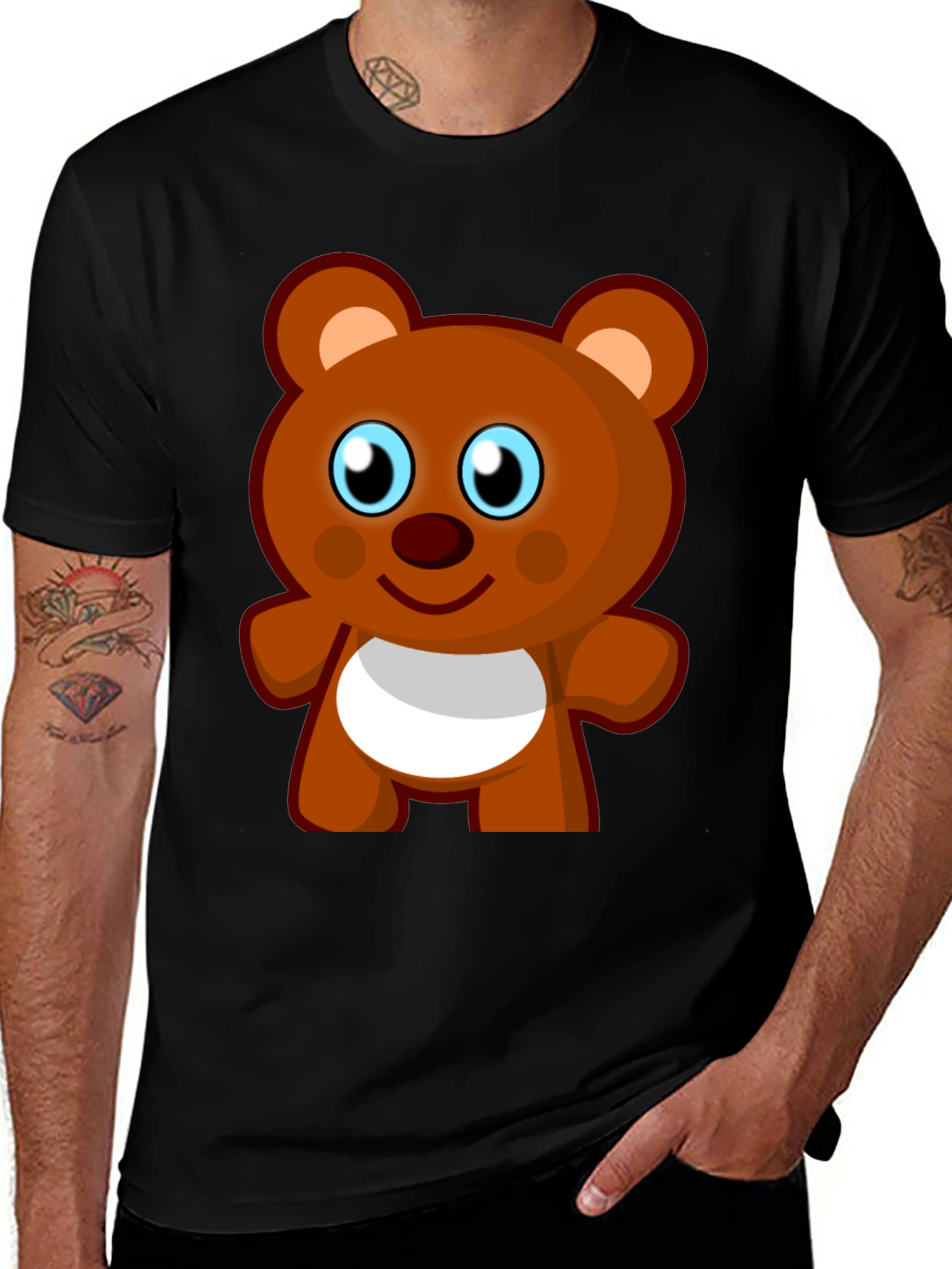 Variant 21 of Cute Cartoon Bear Black T-Shirt
