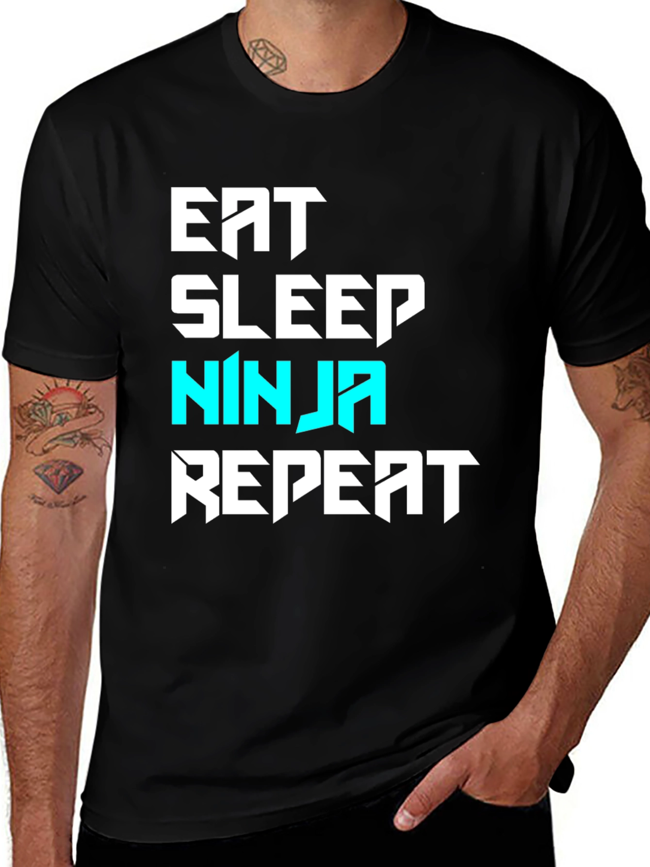 Variant 17 of Eat Sleep Ninja Repeat Black T-Shirt