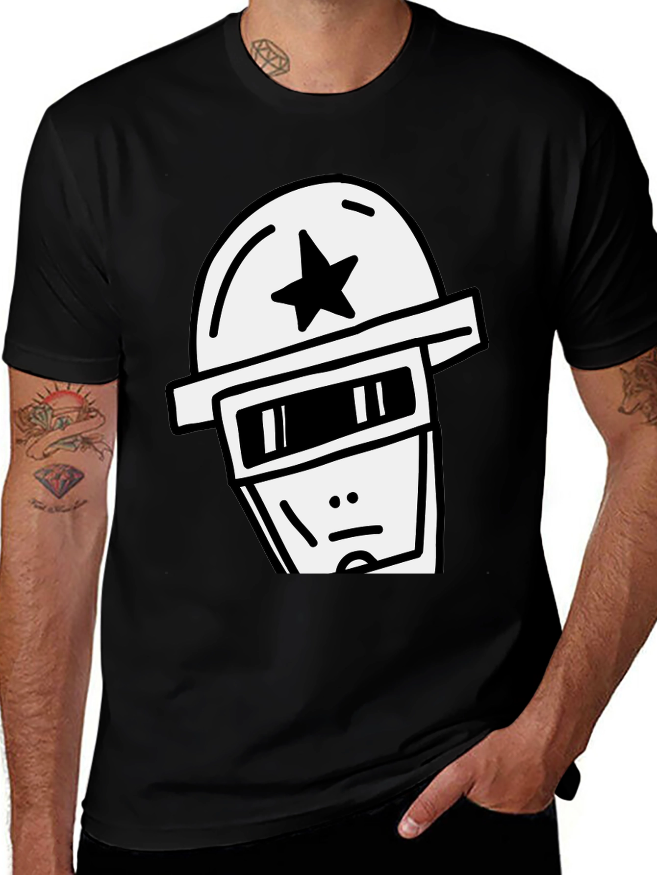 Variant 10 of Cool Graphic Tee - Star Helmet Robot Design