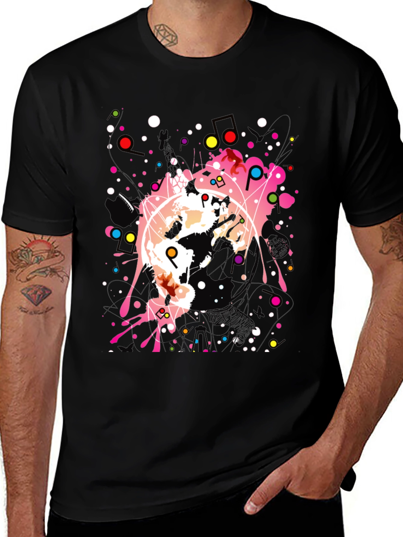 Variant 27 of Abstract Graphic Print Black T-Shirt