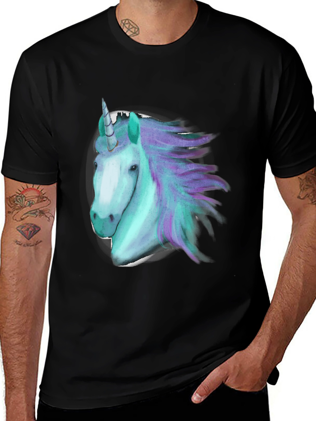 Variant 19 of Unicorn Graphic Tee - Black Cotton T-Shirt