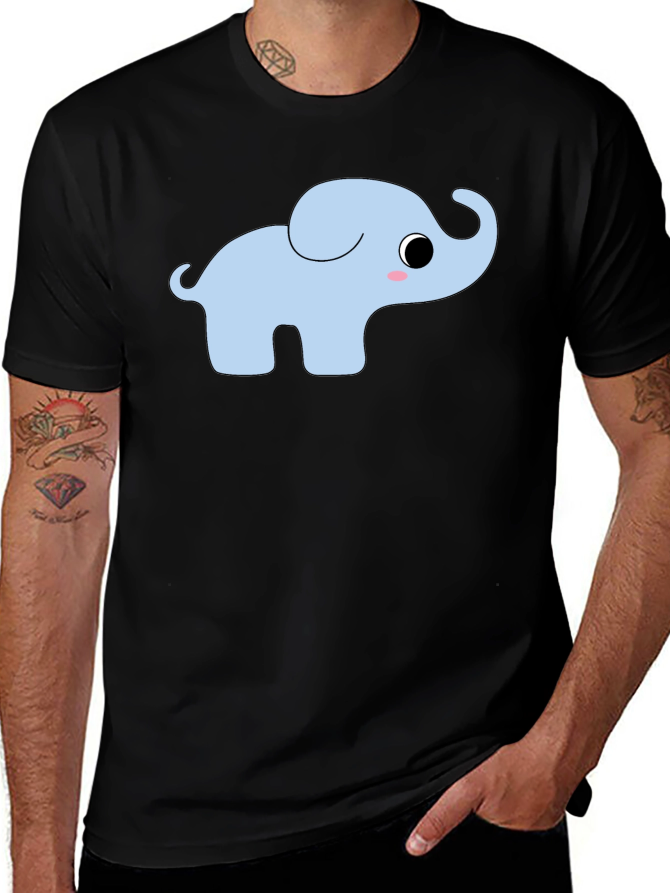 Variant 6 of Cute Elephant Graphic Black T-Shirt