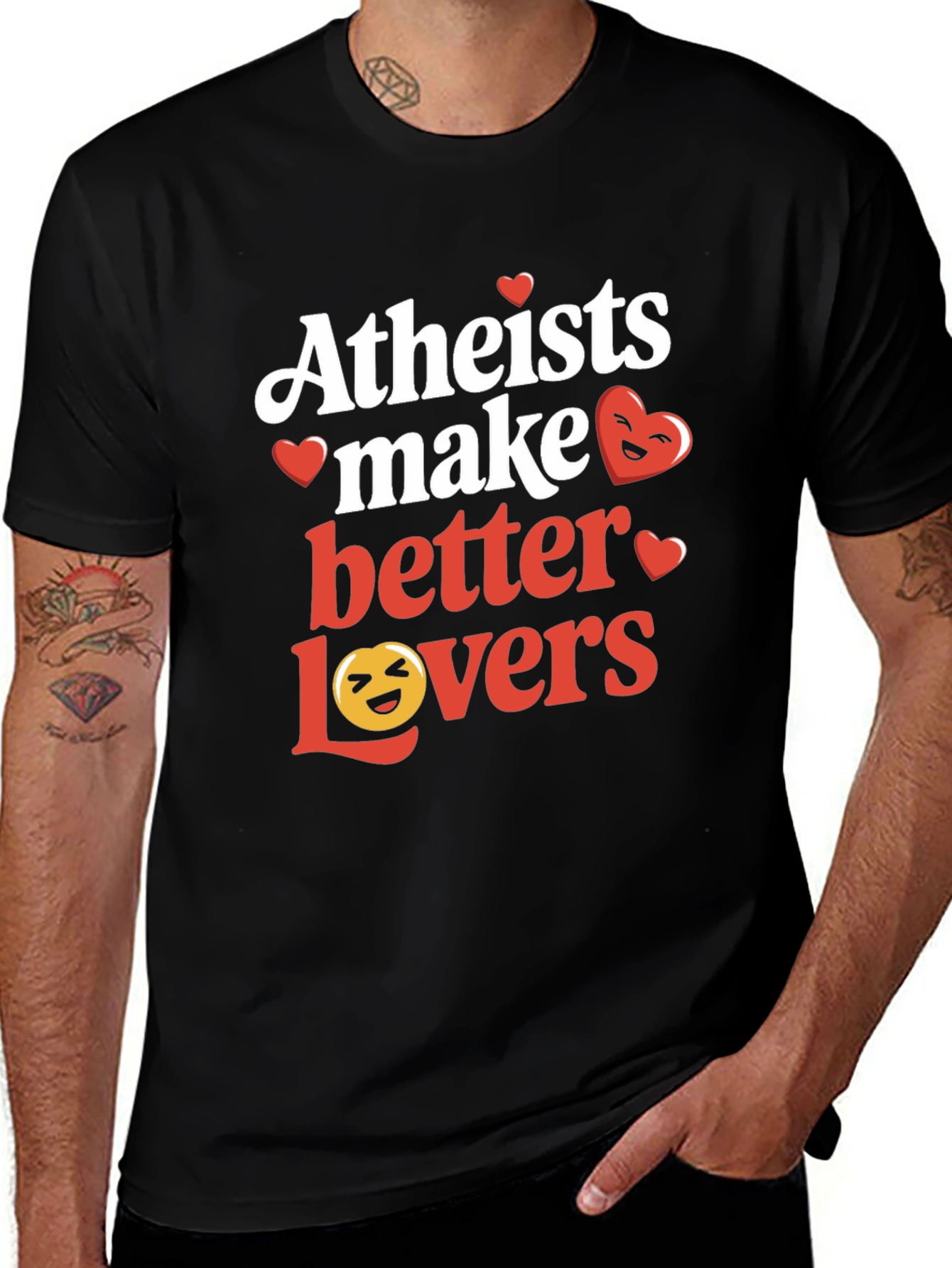 Variant 8 of Atheists Make Better Lovers Graphic T-Shirt - Black
