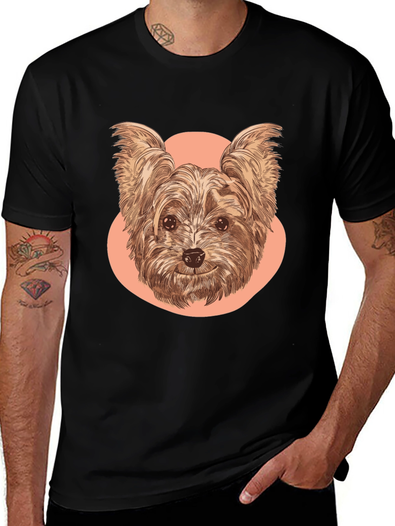 Variant 20 of Dog Portrait Graphic Tee - Black Cotton Blend