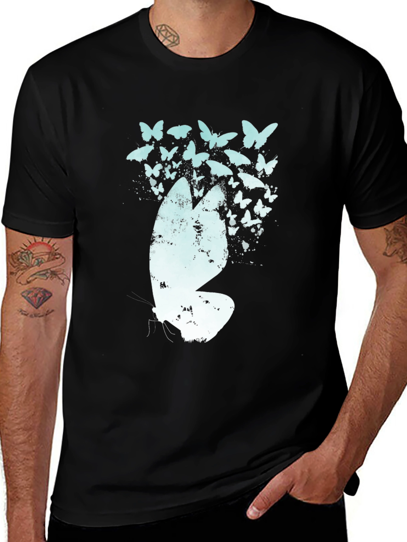 Variant 7 of Butterfly Graphic Print Black T-Shirt