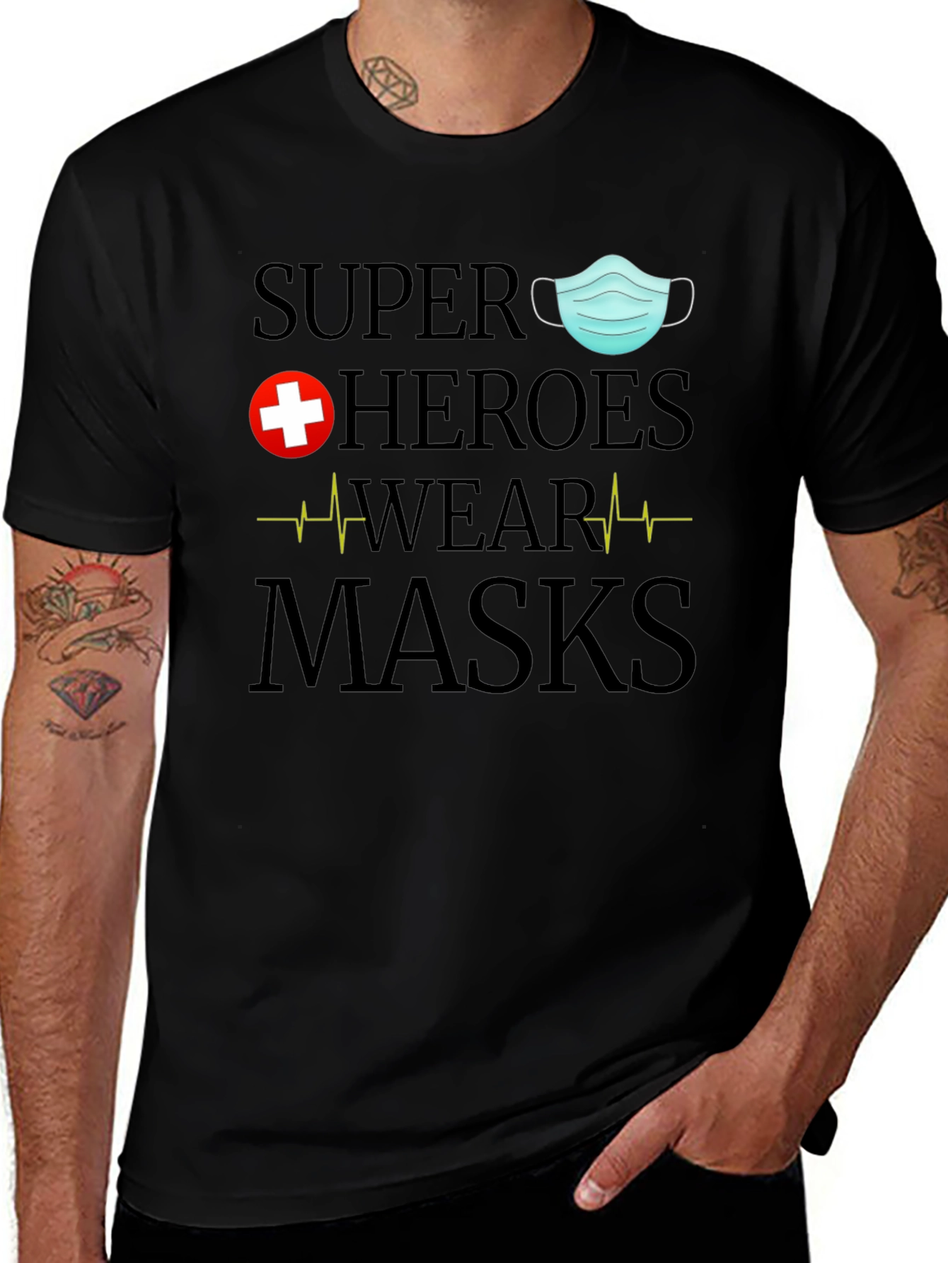 Variant 26 of Superheroes Wear Masks Graphic T-Shirt