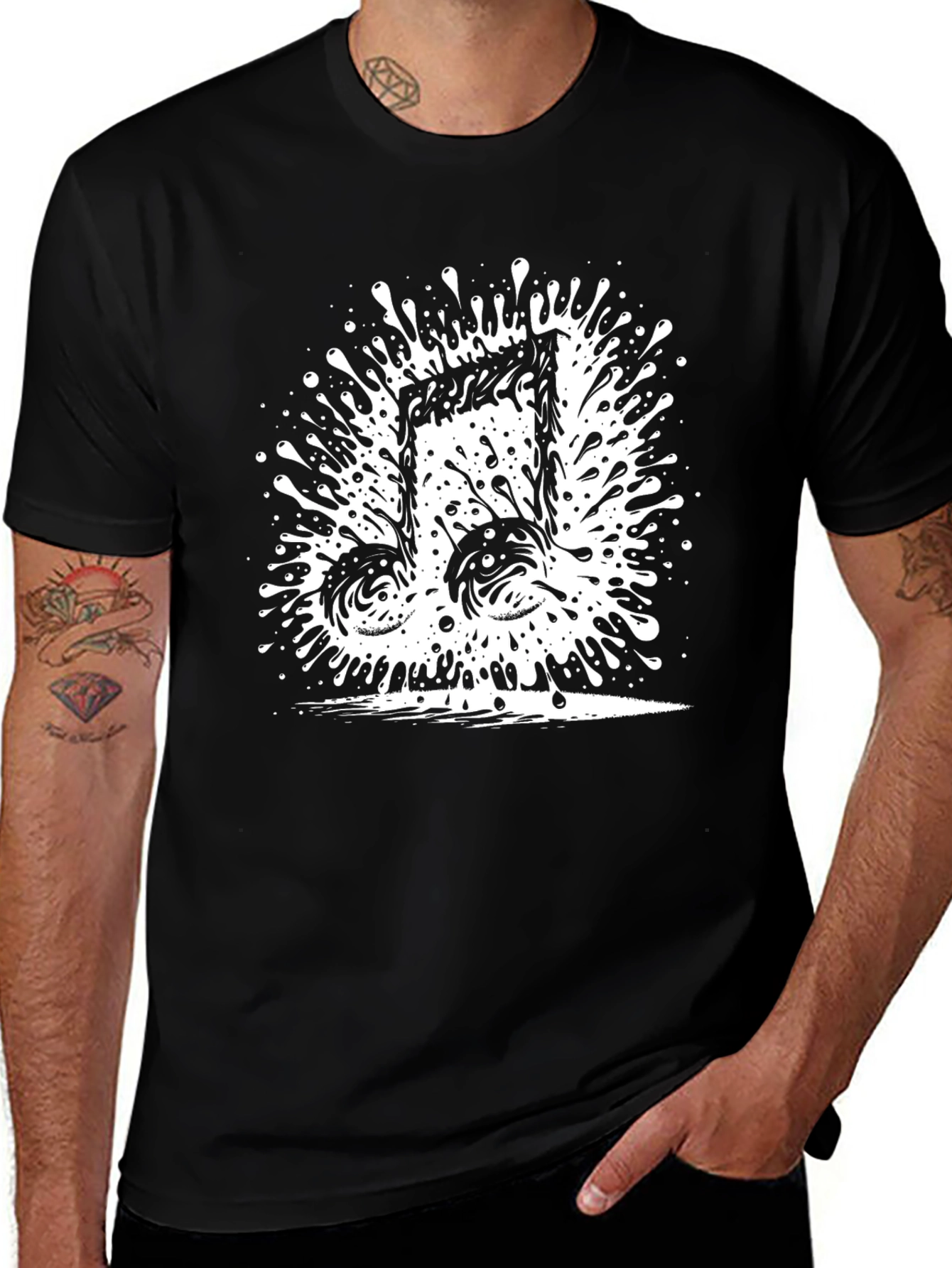 Variant 23 of Musical Note Splash T-Shirt - Black